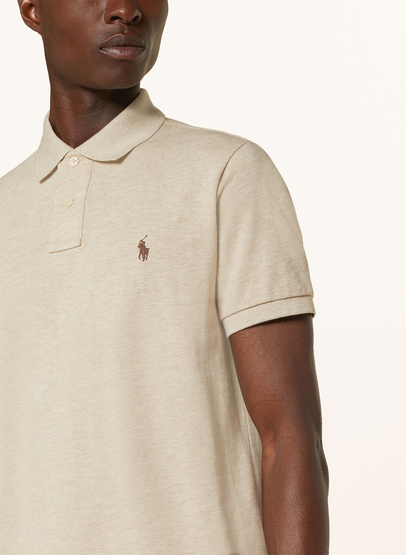 POLO RALPH LAUREN Piqué polo shirt custom slim fit , Color: LIGHT BROWN (Image 4)