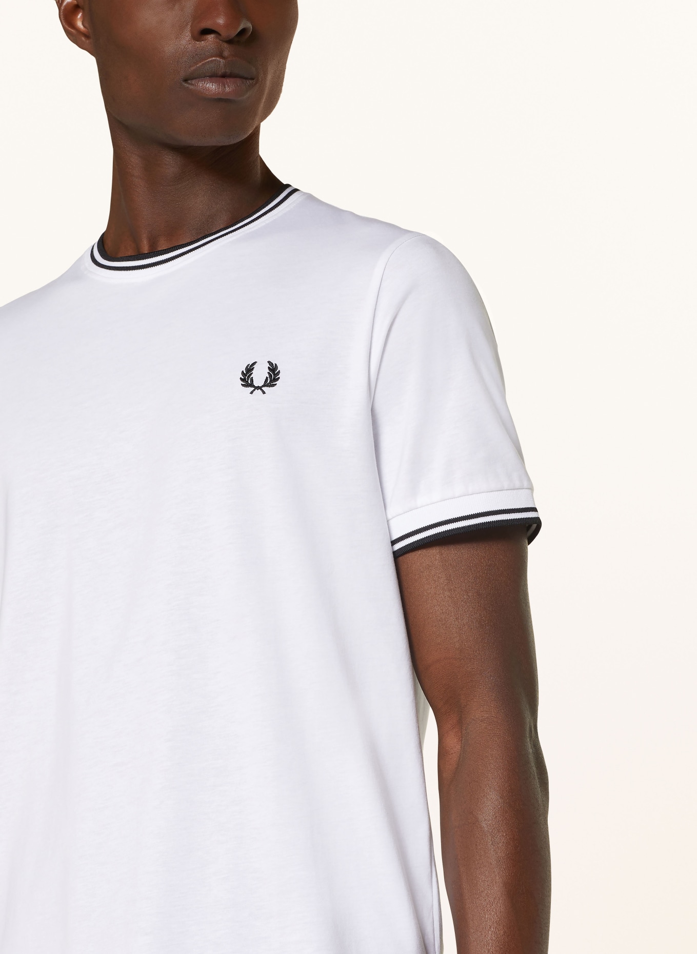 FRED PERRY T-shirt M1588, Color: WHITE/ BLUE (Image 4)