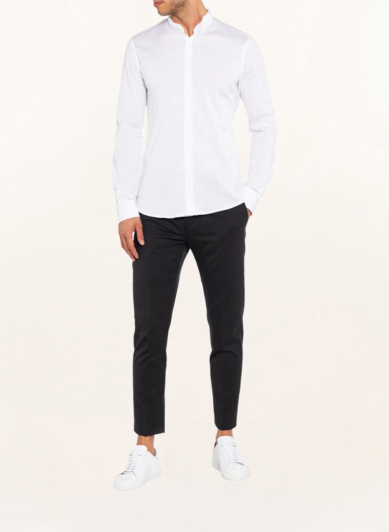 Gottseidank Trachten shirt LENZ extra slim fit with stand-up collar, Color: WHITE (Image 2)