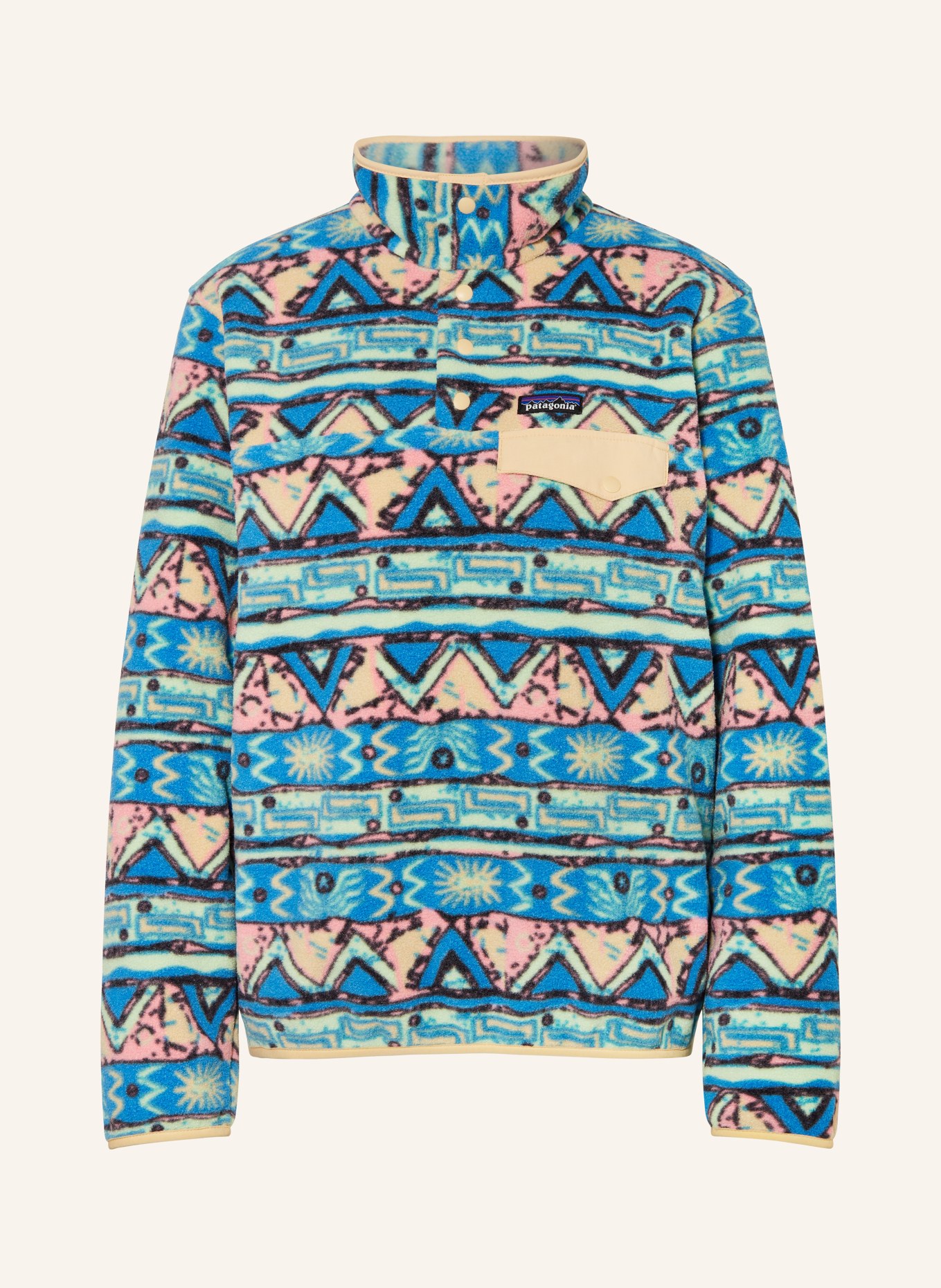 patagonia Fleece sweater, Color: BLUE/ PINK/ LIGHT ORANGE (Image 1)