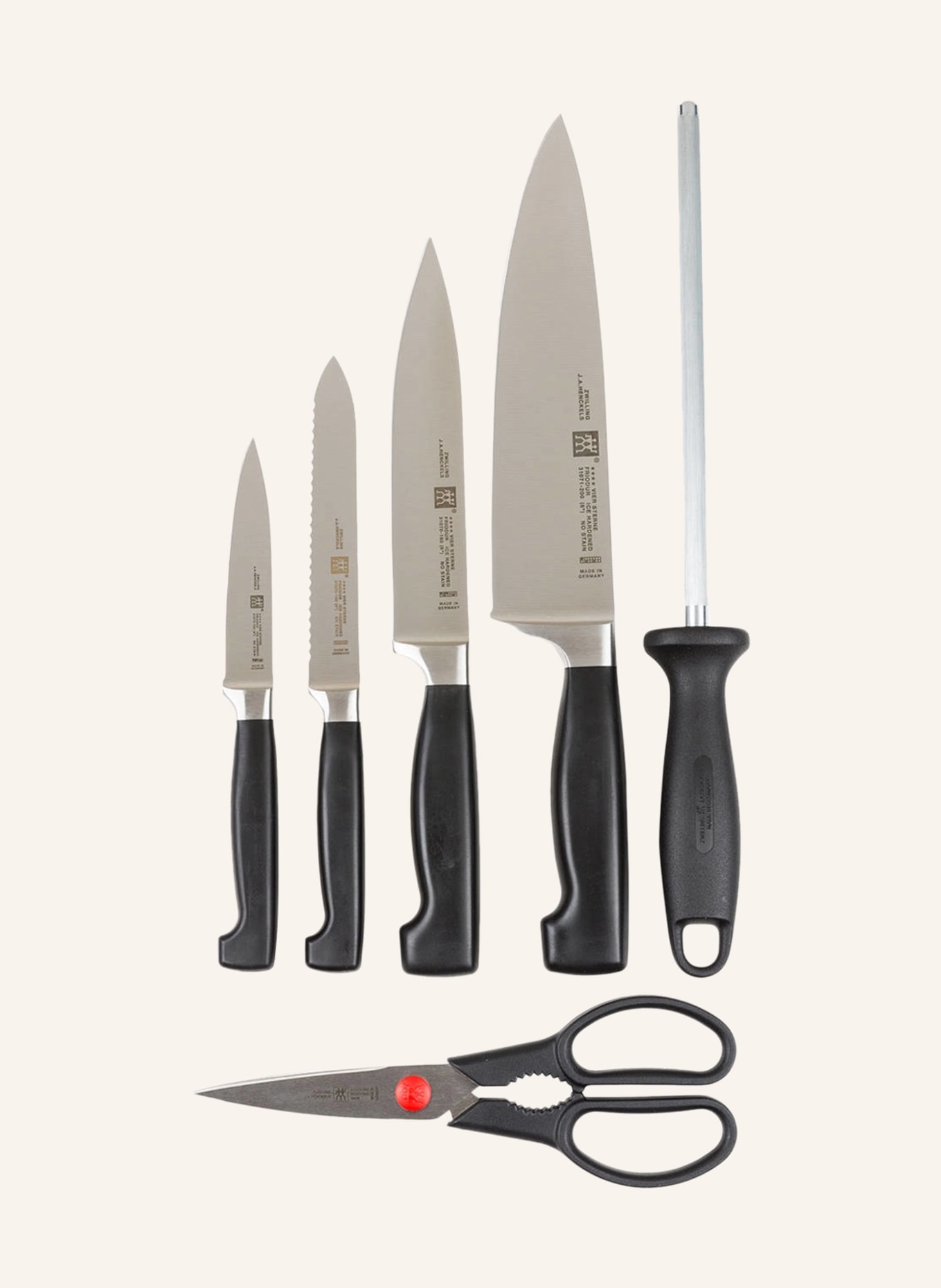ZWILLING 7-dílná Sada nožů s blokem ****VIER STERNE, Barva: BÉŽOVÁ/ ČERNÁ/ STŘÍBRNÁ (Obrázek 2)