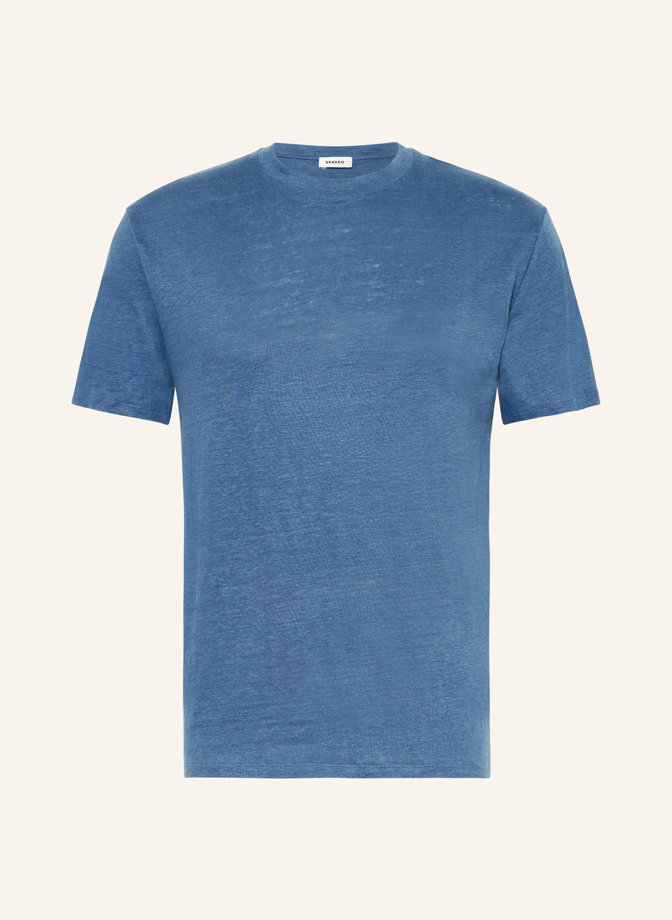 SANDRO T-shirt z lnu, Kolor: NIEBIESKI (Obrazek 1)