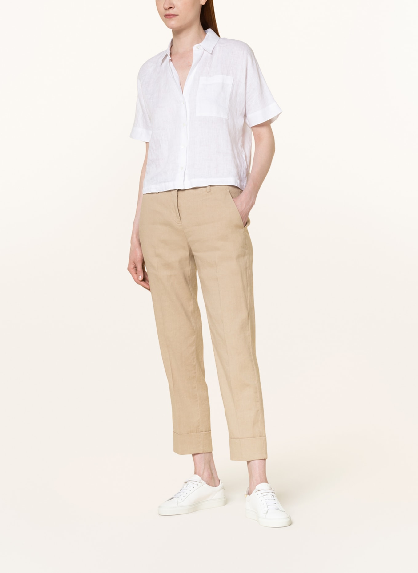 CAMBIO 7/8 pants KRYSTAL with linen , Color: BEIGE (Image 2)