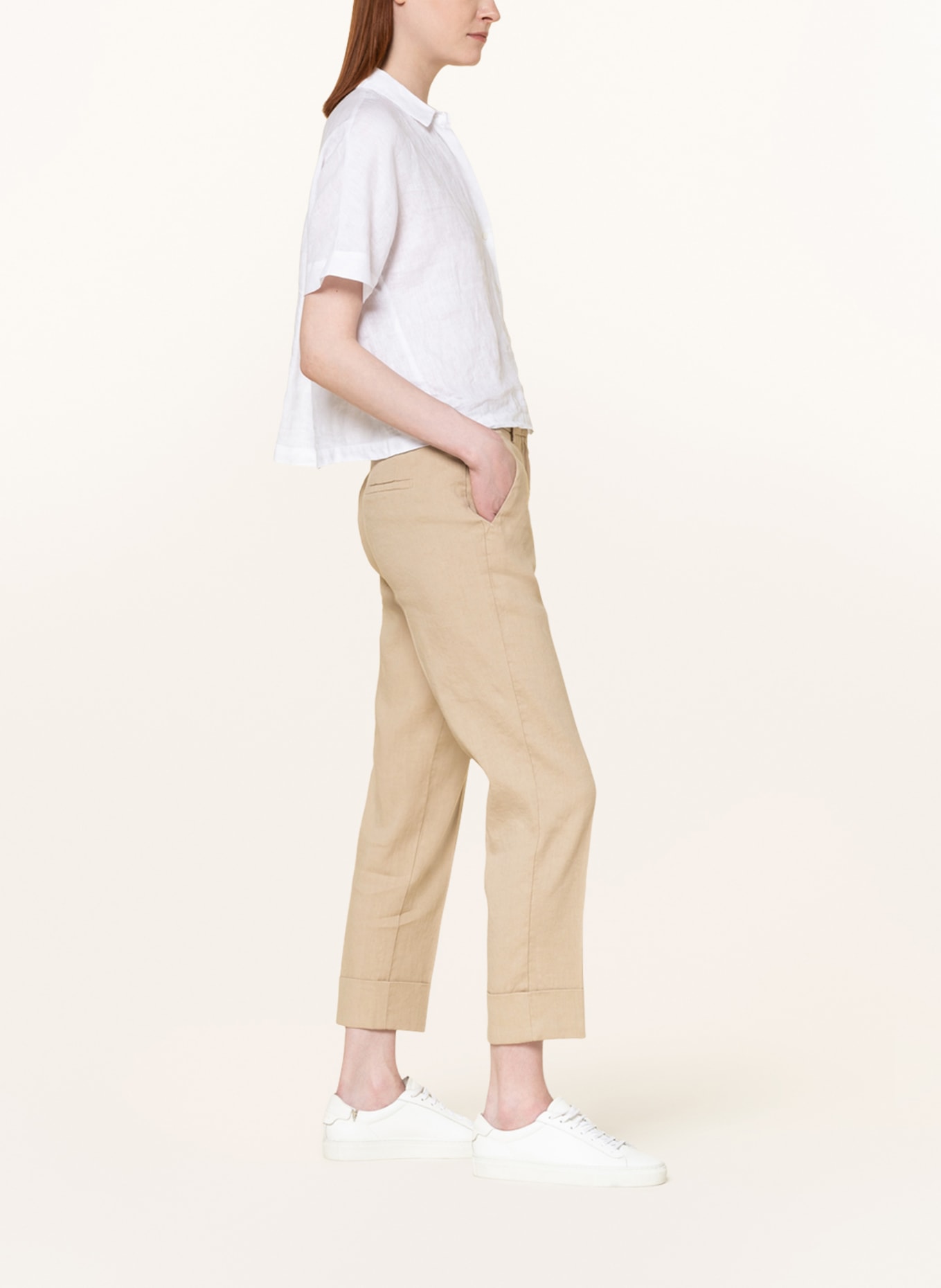 CAMBIO 7/8 pants KRYSTAL with linen , Color: BEIGE (Image 4)