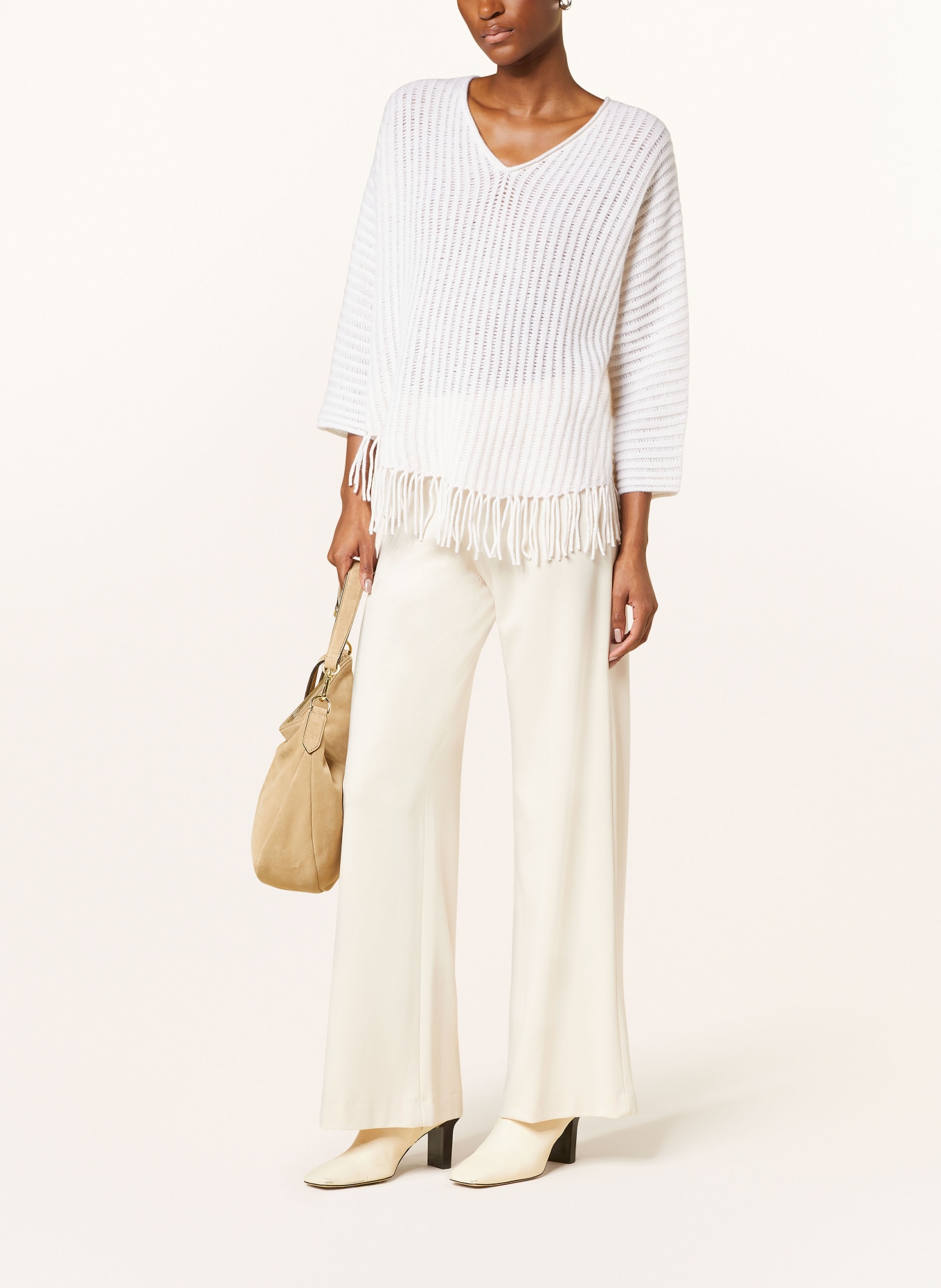 SEDUCTIVE Wide leg trousers KIMBERLY in jersey, Color: CREAM (Image 2)