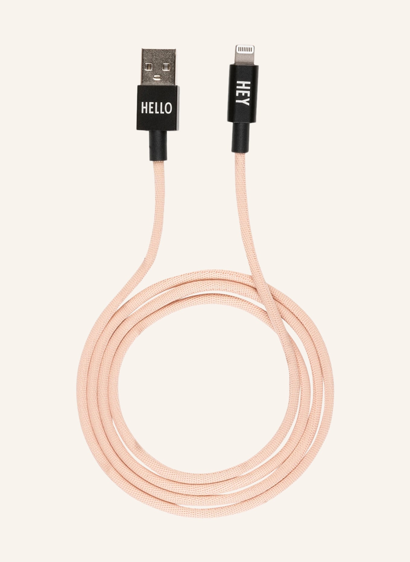 DESIGN LETTERS Lightning USB kabel , Barva: NUDE/ ČERNÁ (Obrázek 1)