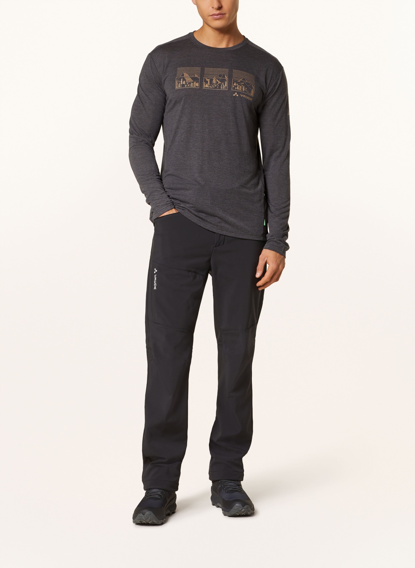 VAUDE Longsleeve ROSEMOOR III: DUNKELGRAU / BEIGE