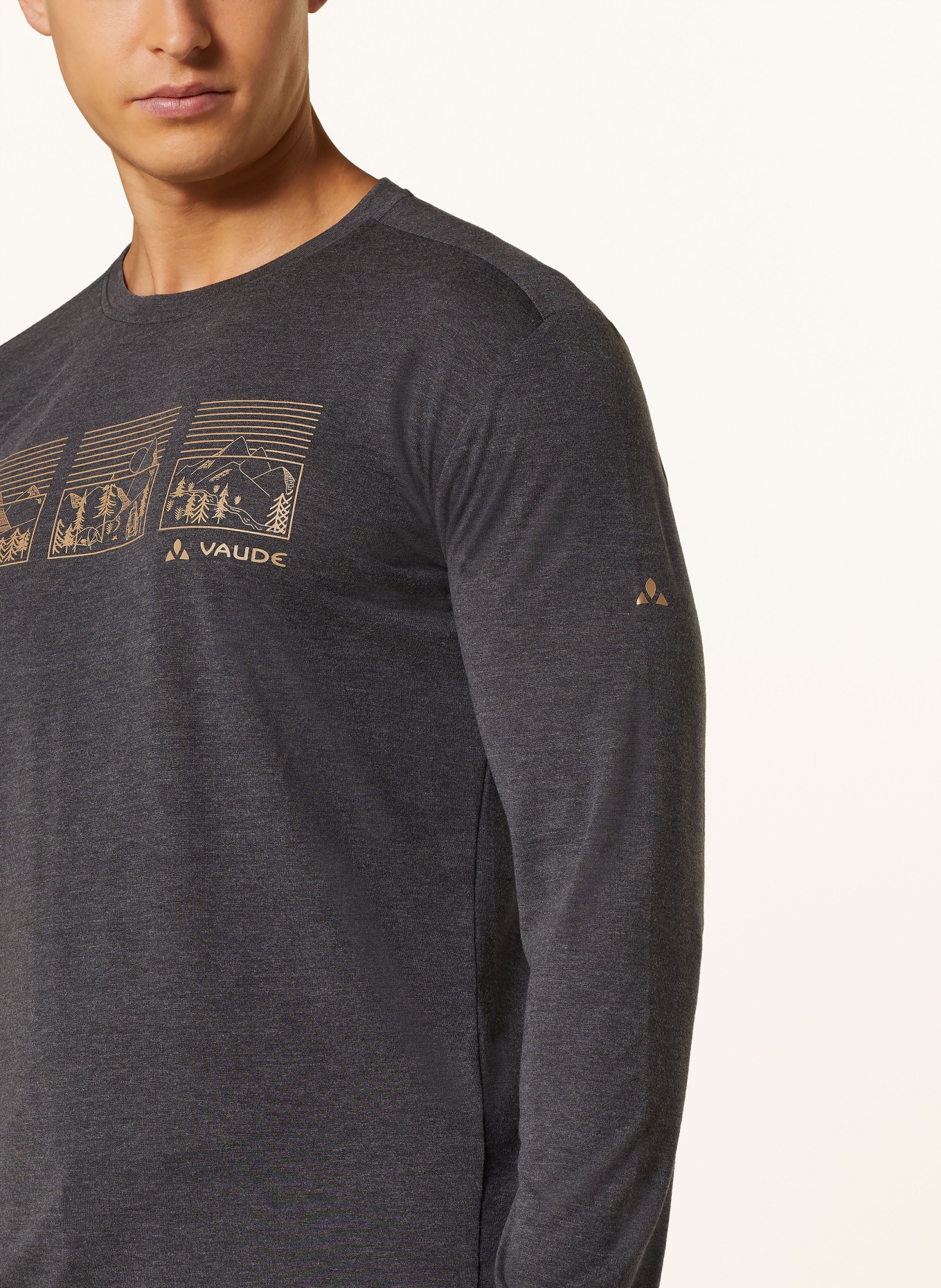 VAUDE Longsleeve ROSEMOOR III: DUNKELGRAU / BEIGE