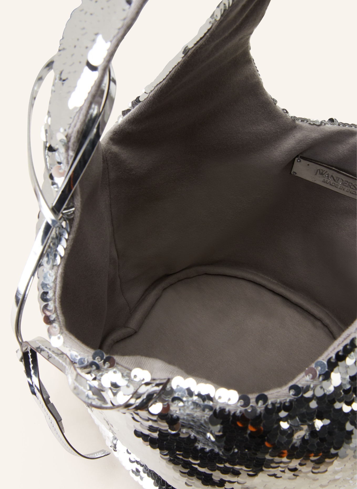 JW ANDERSON Shopper TOTE MINI with sequins , Color: SILVER (Image 3)