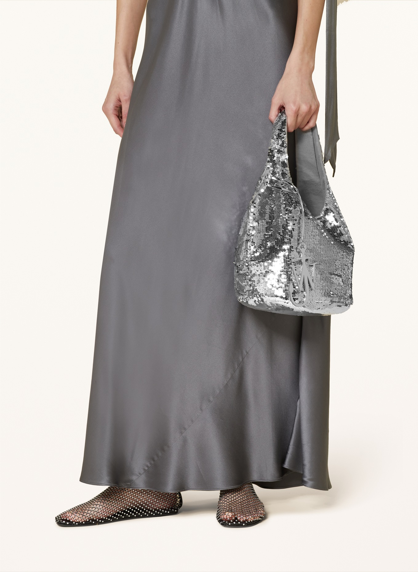 JW ANDERSON Shopper TOTE MINI with sequins , Color: SILVER (Image 4)
