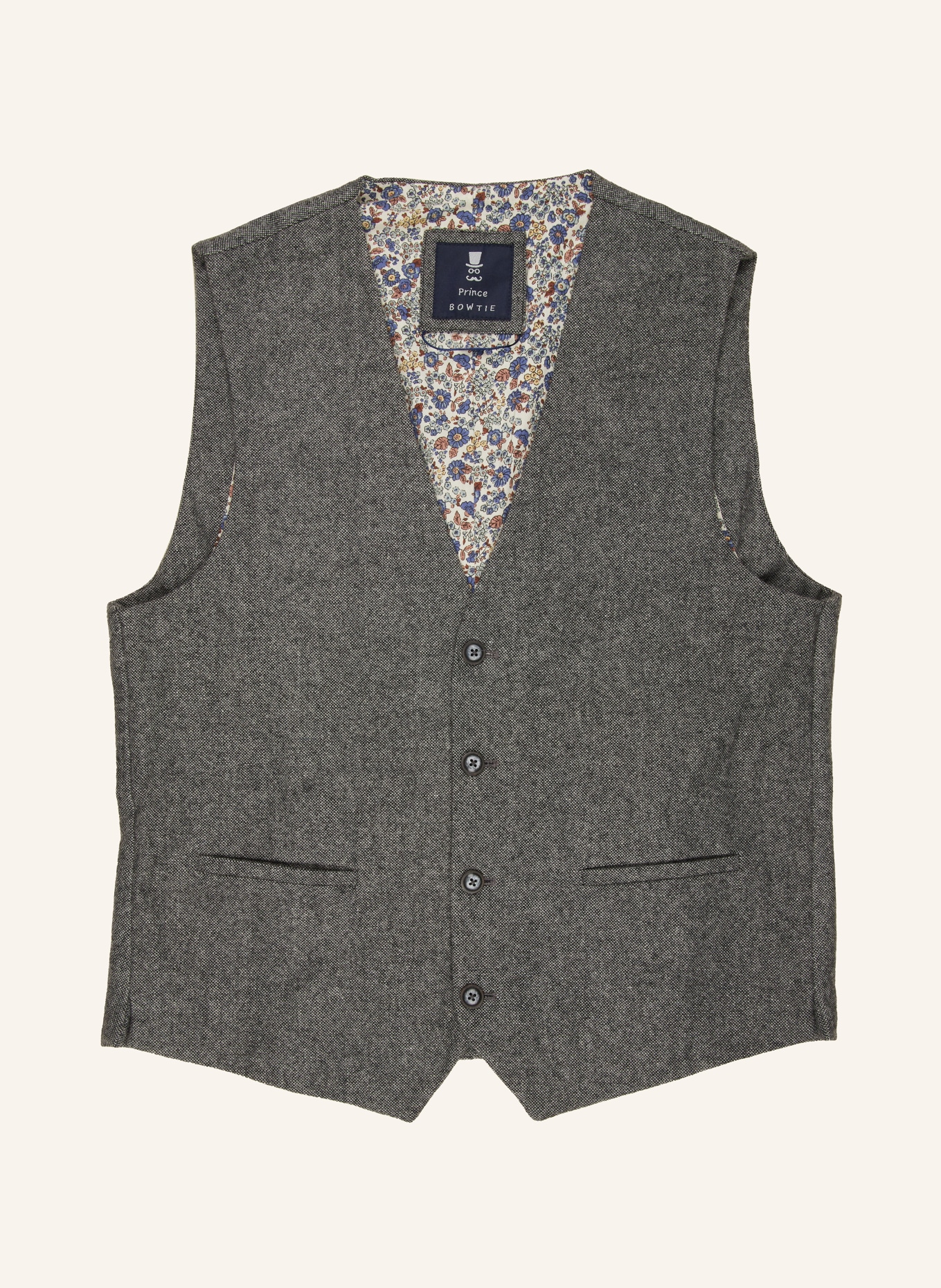 Prince BOWTIE Set: Suit vest, bow tie and pocket square: DARK GRAY