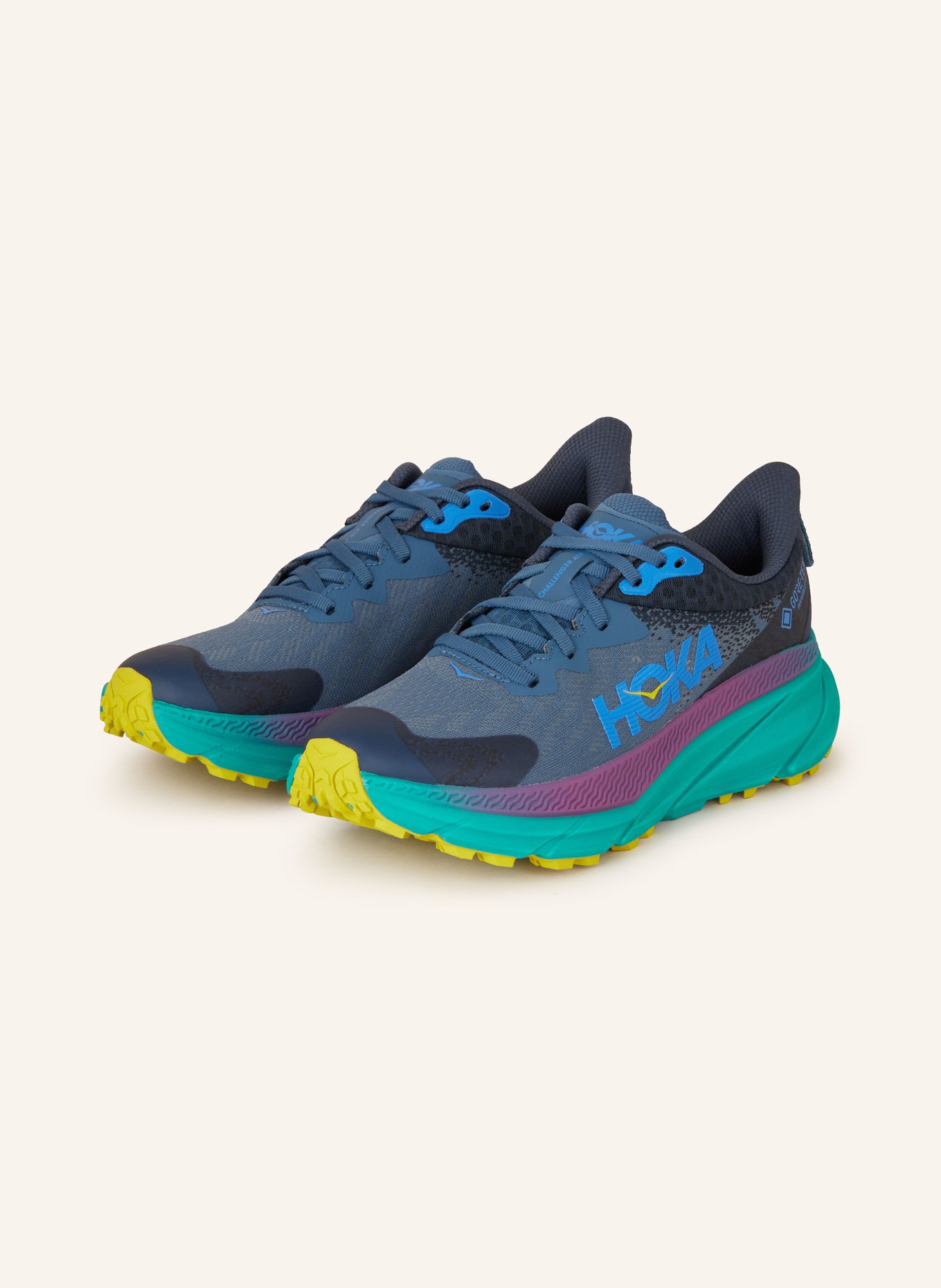 HOKA Trailrunning-Schuhe CHALLENGER 7 GTX, Farbe: BLAU/ LILA/ MINT (Bild 1)