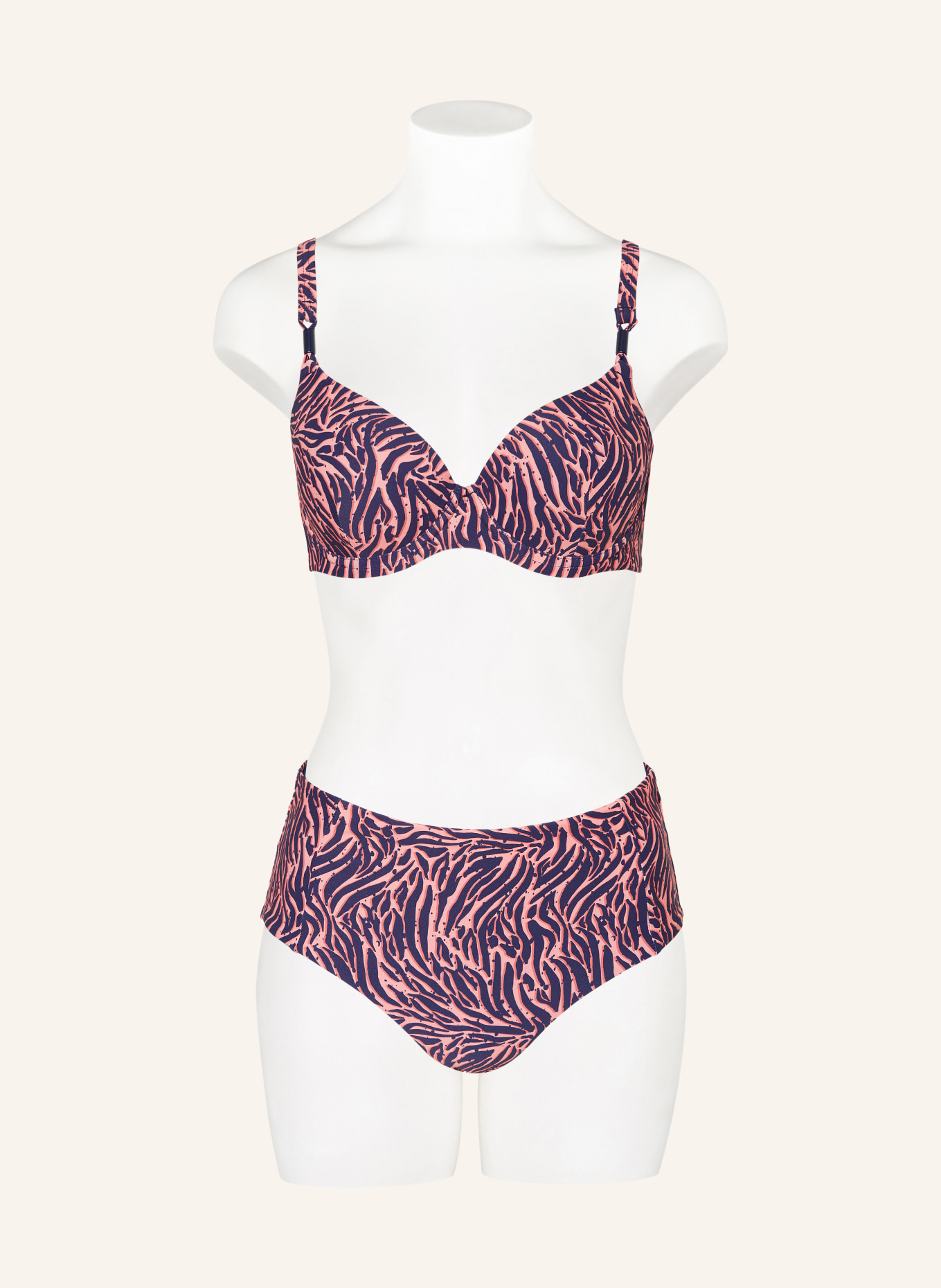 FEMILET Underwired bikini top TIDRA, Color: SALMON/ DARK BLUE (Image 2)