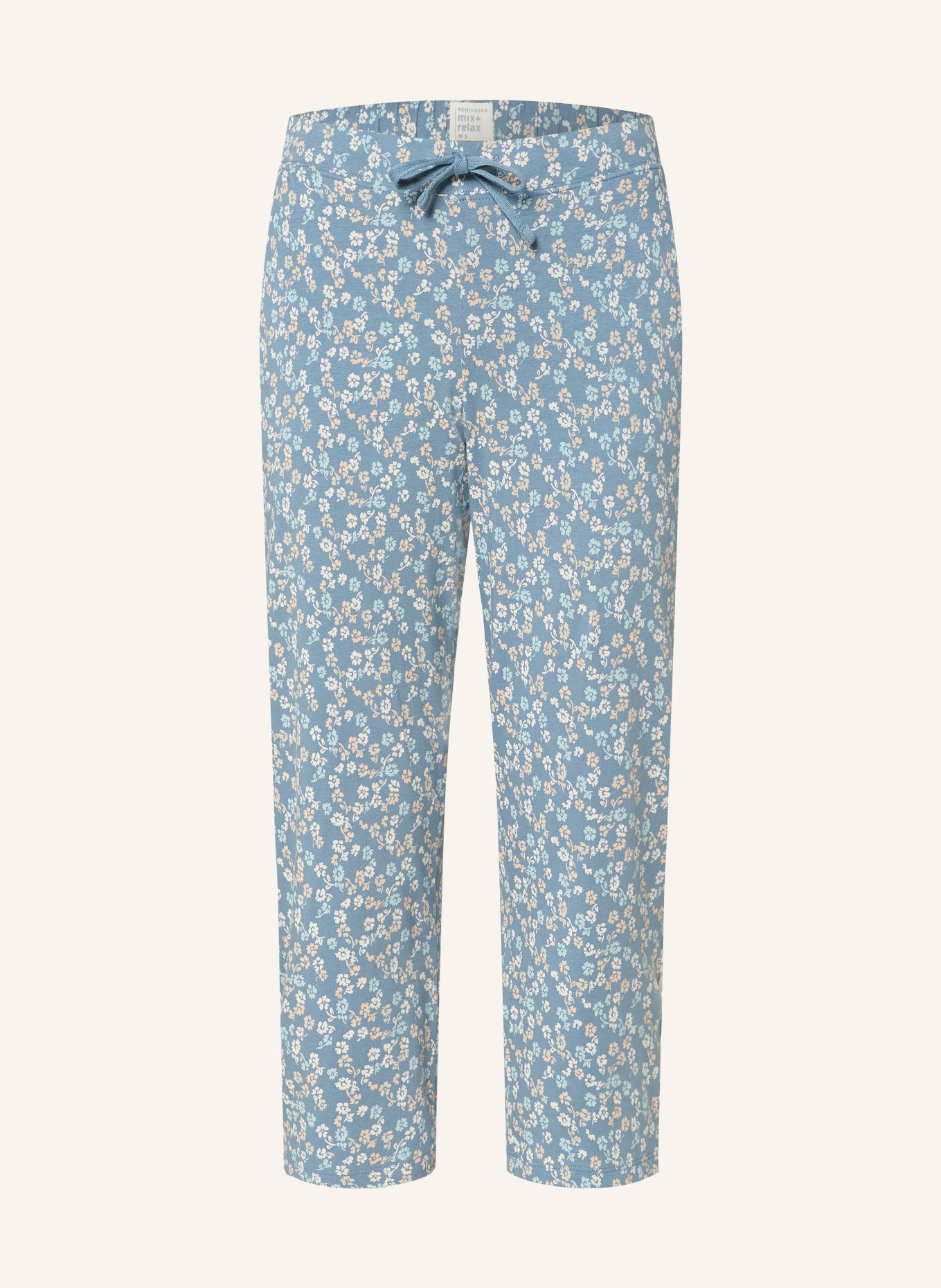 SCHIESSER 3/4 pajama pants MIX+RELAX, Color: BLUE GRAY/ CREAM/ BEIGE (Image 1)