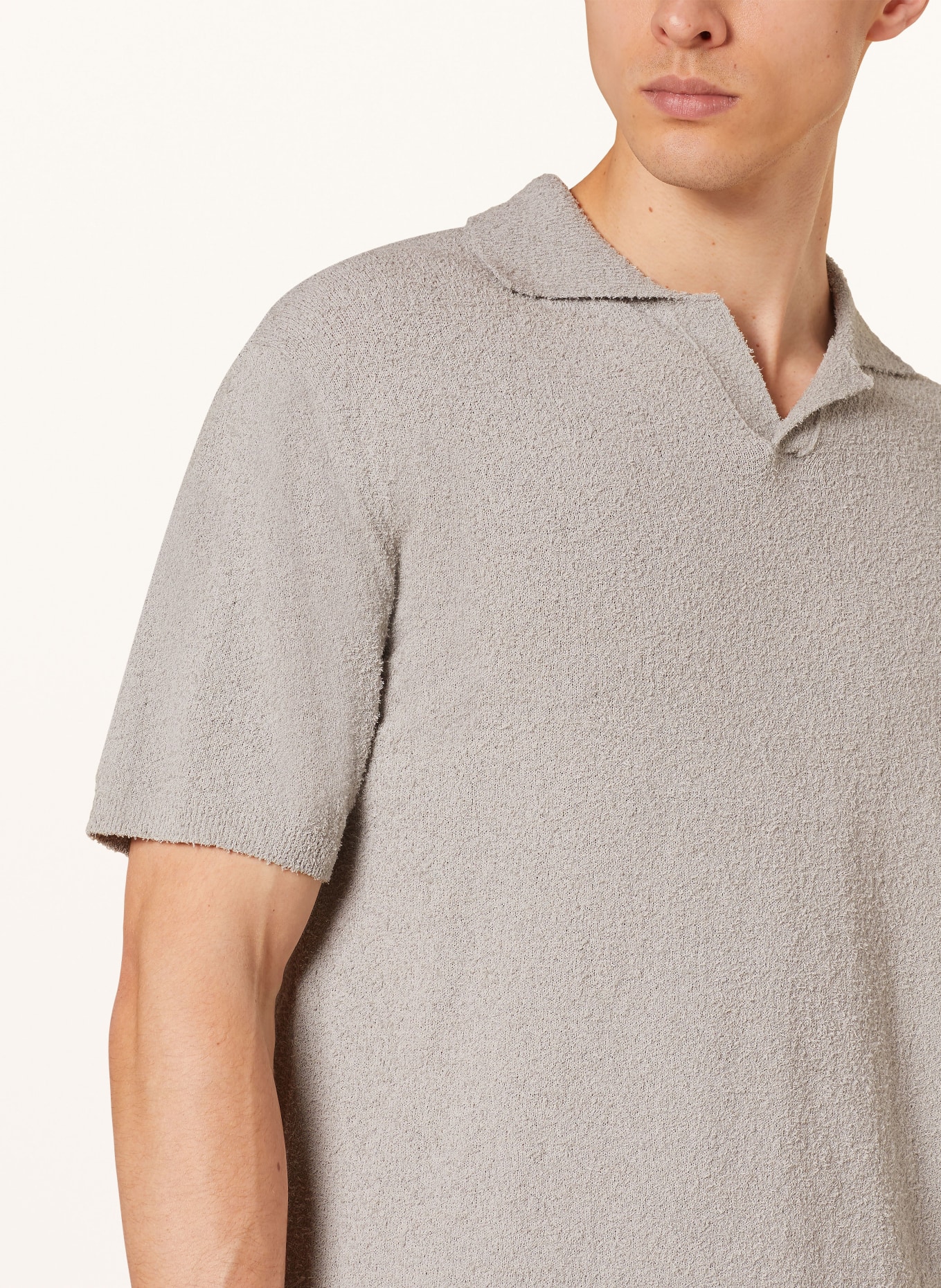 CLOSED Knitted polo shirt, Color: LIGHT GRAY (Image 4)