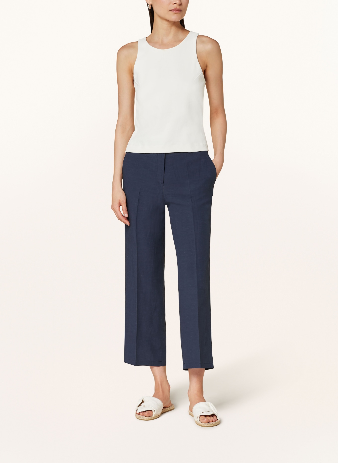 RAFFAELLO ROSSI Spodnie OLESSA z lnem: GRANATOWY