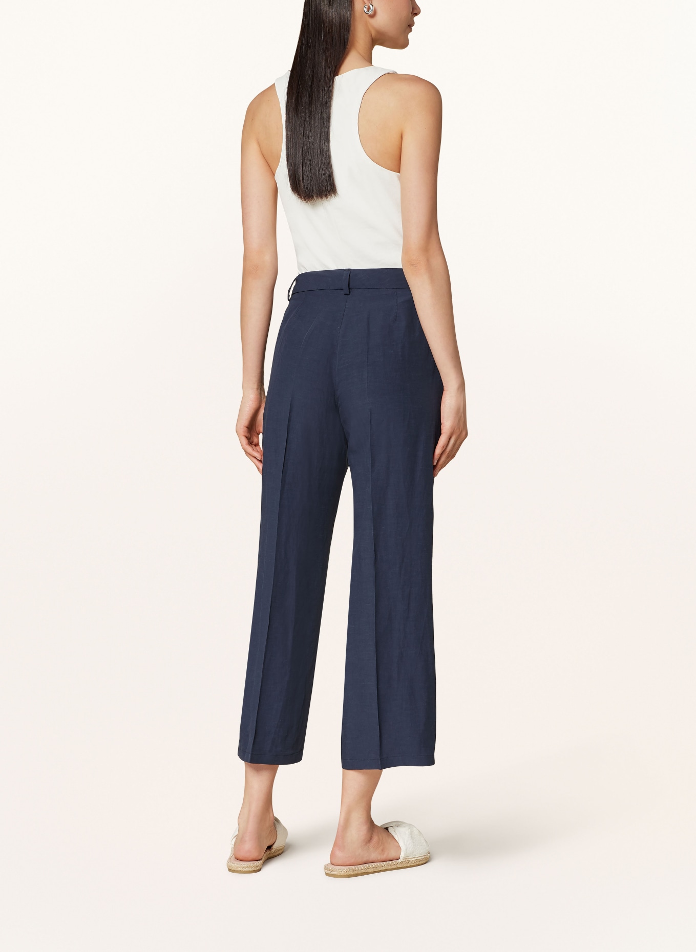 RAFFAELLO ROSSI Spodnie OLESSA z lnem: GRANATOWY