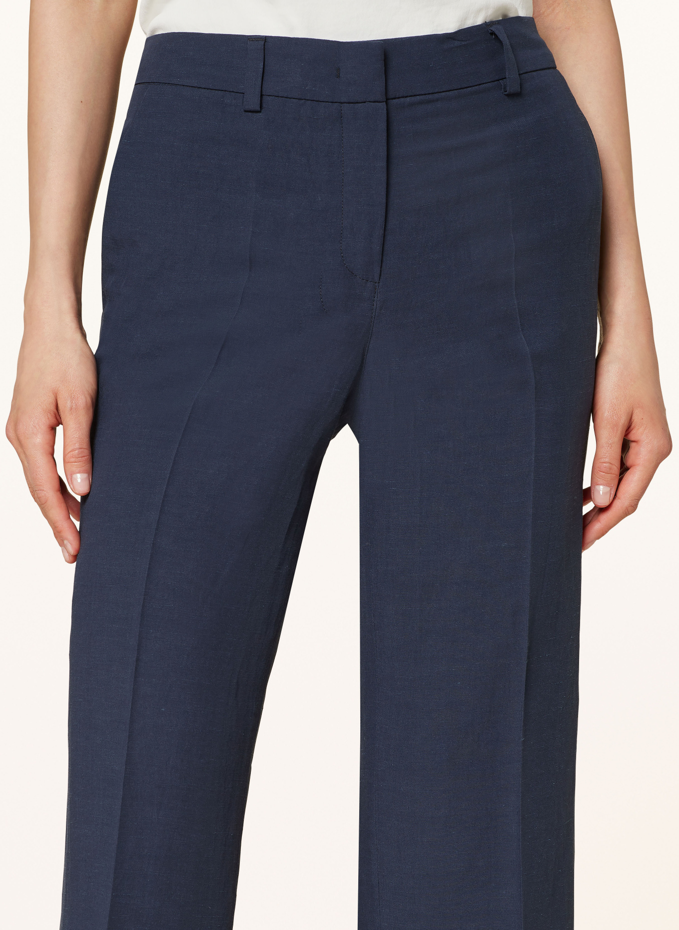 RAFFAELLO ROSSI Spodnie OLESSA z lnem: GRANATOWY