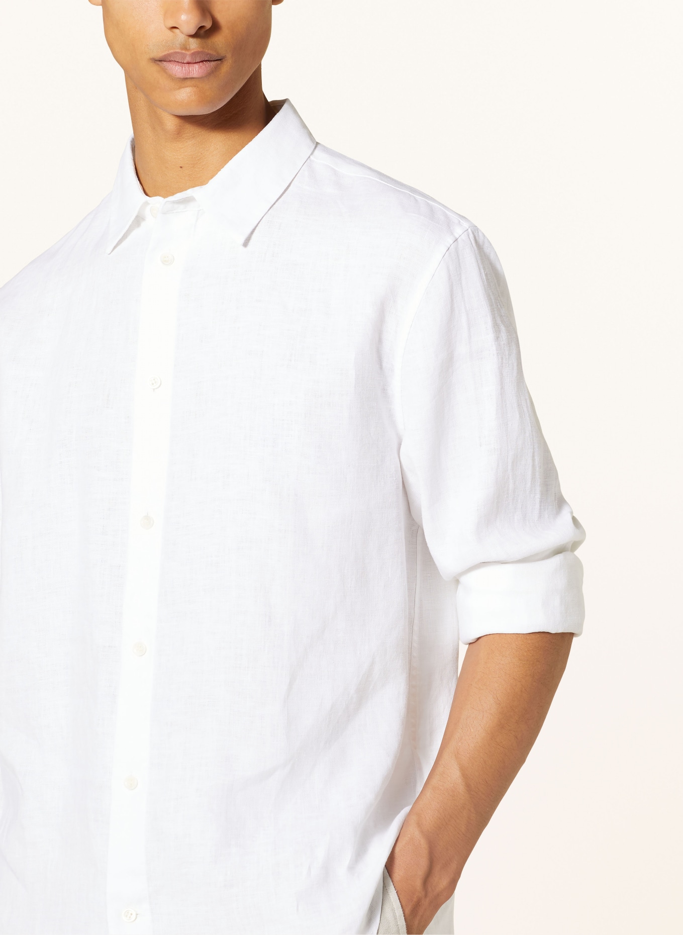 COS Linen shirt relaxed fit, Color: WHITE (Image 4)