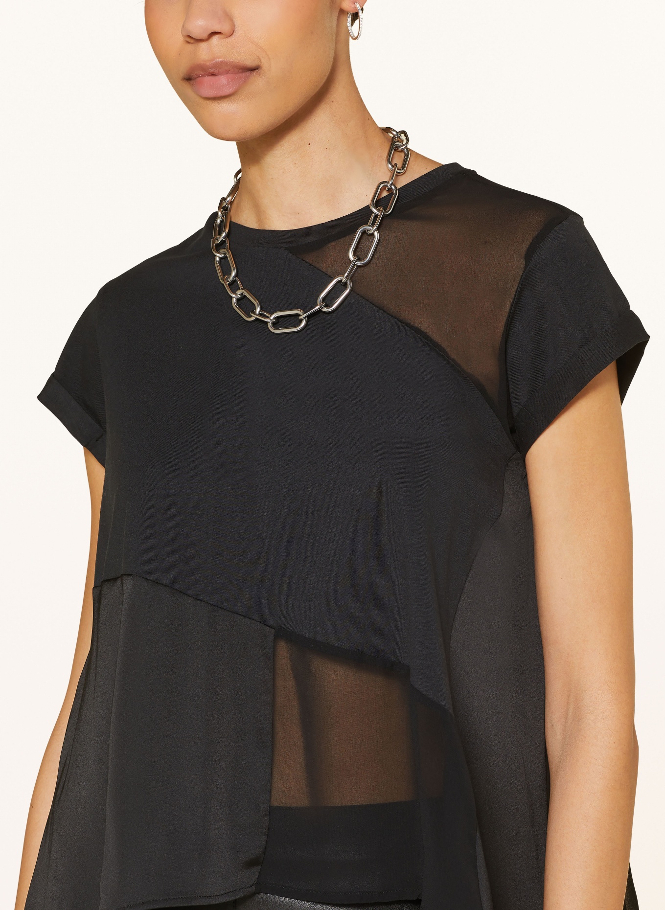 ALLSAINTS Shirt blouse ZALA in mixed materials, Color: BLACK (Image 4)