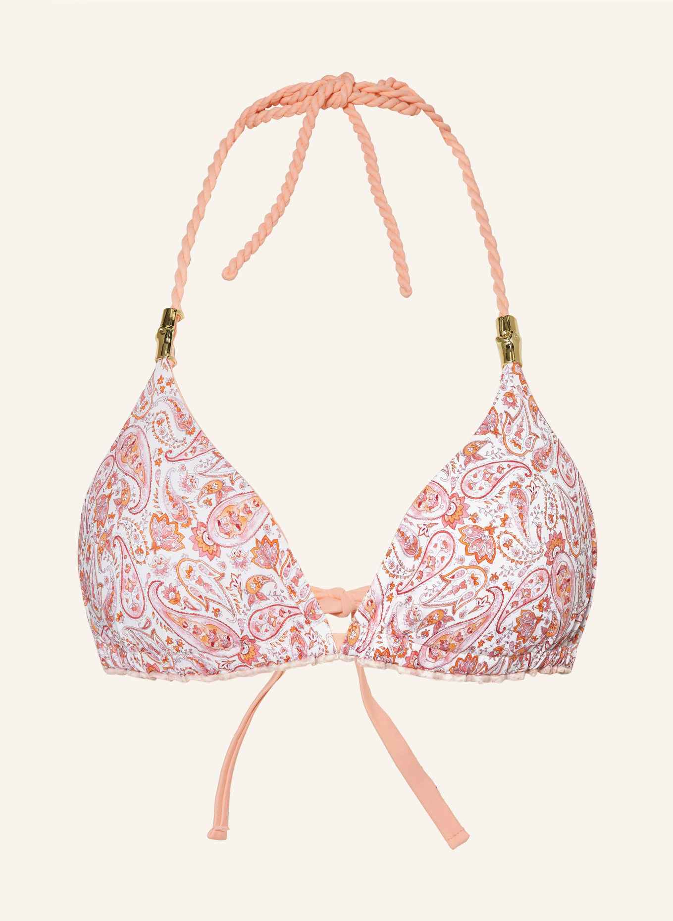heidi klein Reversible triangle bikini top MUSKMELON BAY, Color: WHITE/ SALMON/ PINK (Image 1)