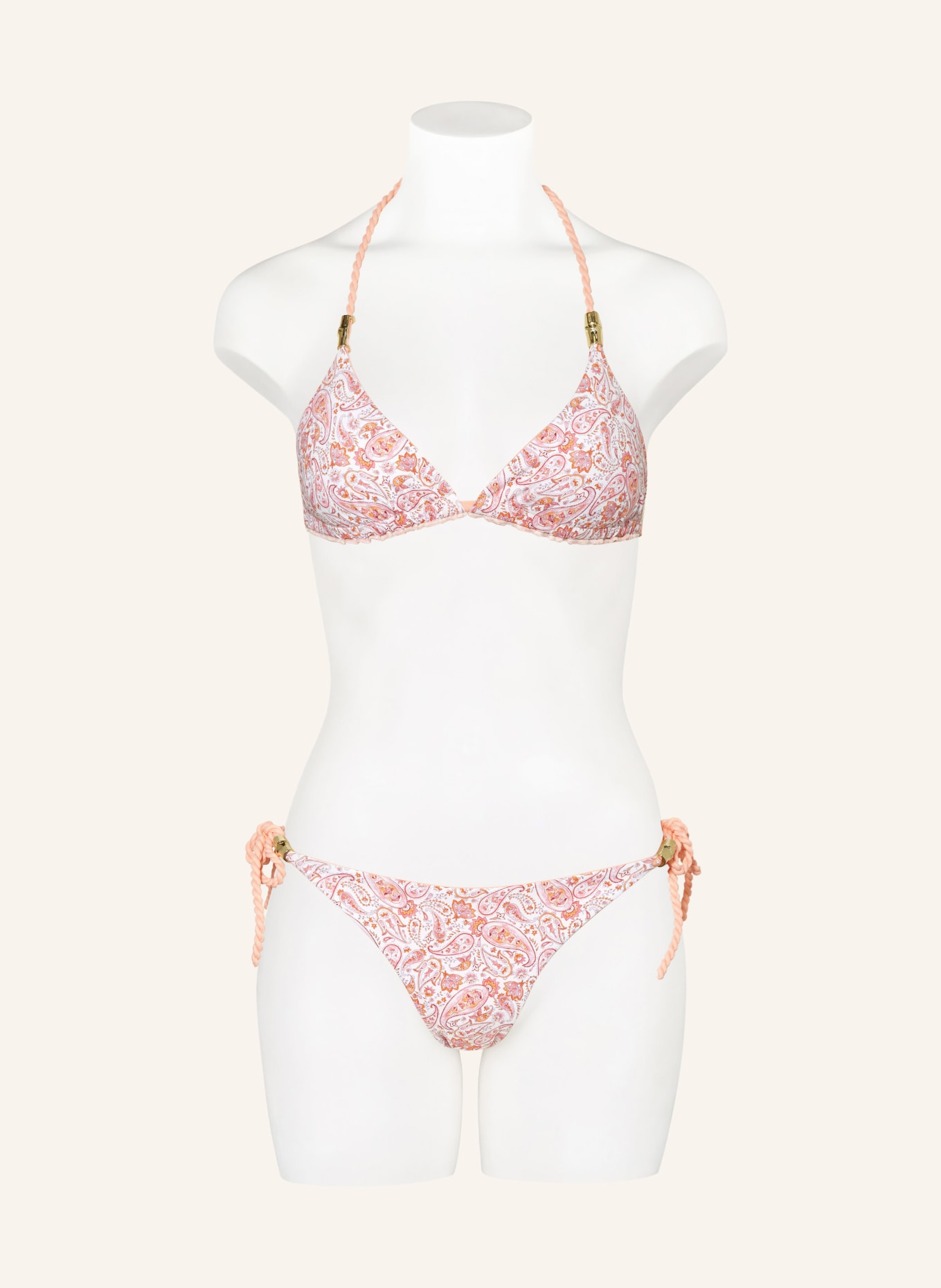 heidi klein Reversible triangle bikini top MUSKMELON BAY, Color: WHITE/ SALMON/ PINK (Image 2)