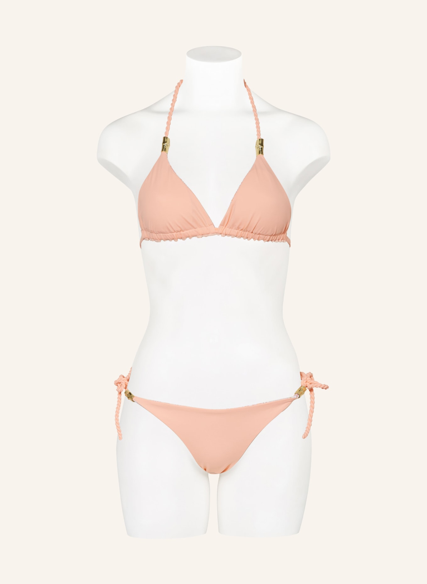 heidi klein Reversible triangle bikini top MUSKMELON BAY, Color: WHITE/ SALMON/ PINK (Image 4)