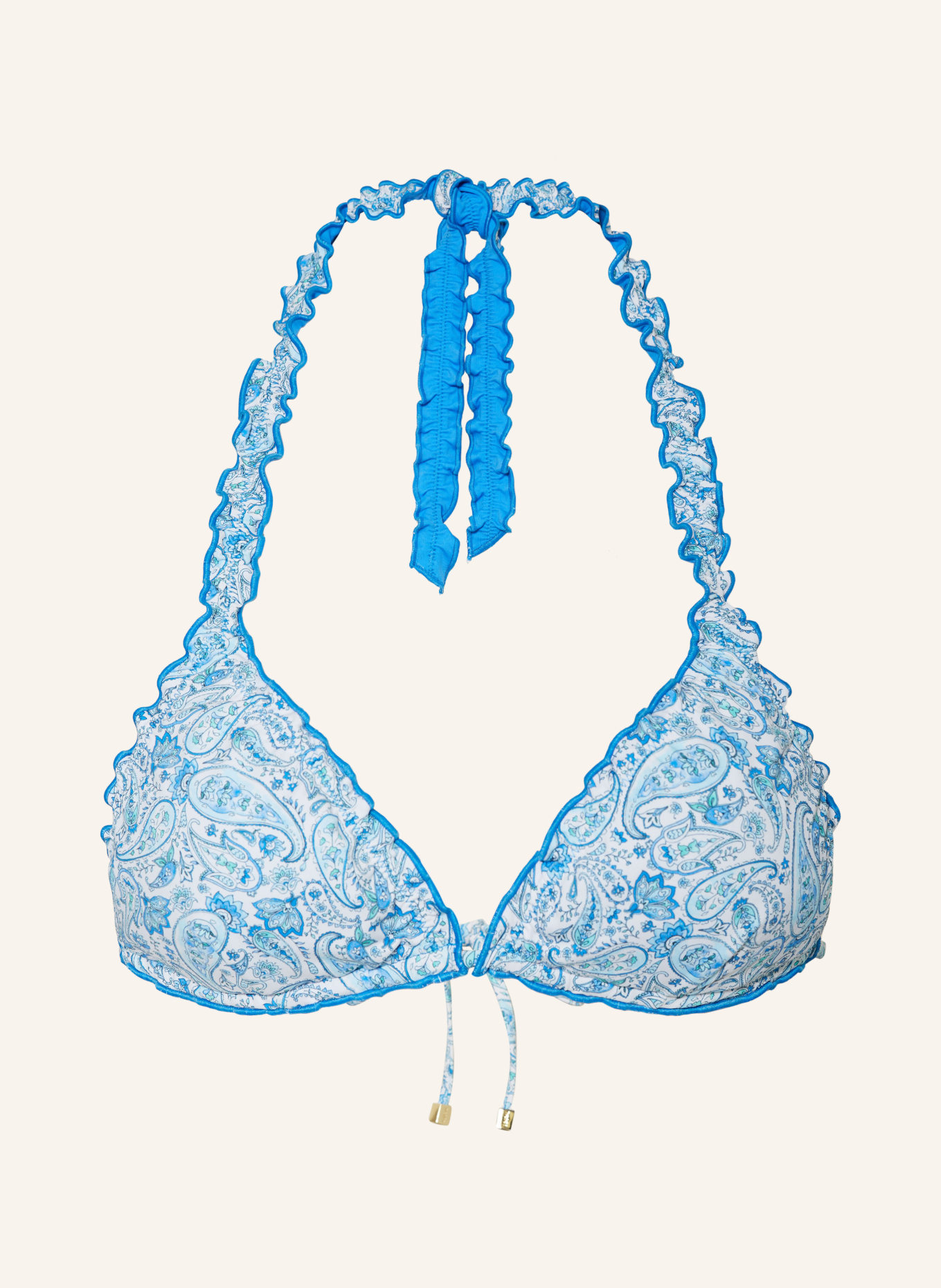 heidi klein Triangle bikini top CAMPS BAY BEACH reversible, Color: WHITE/ BLUE/ TURQUOISE (Image 1)