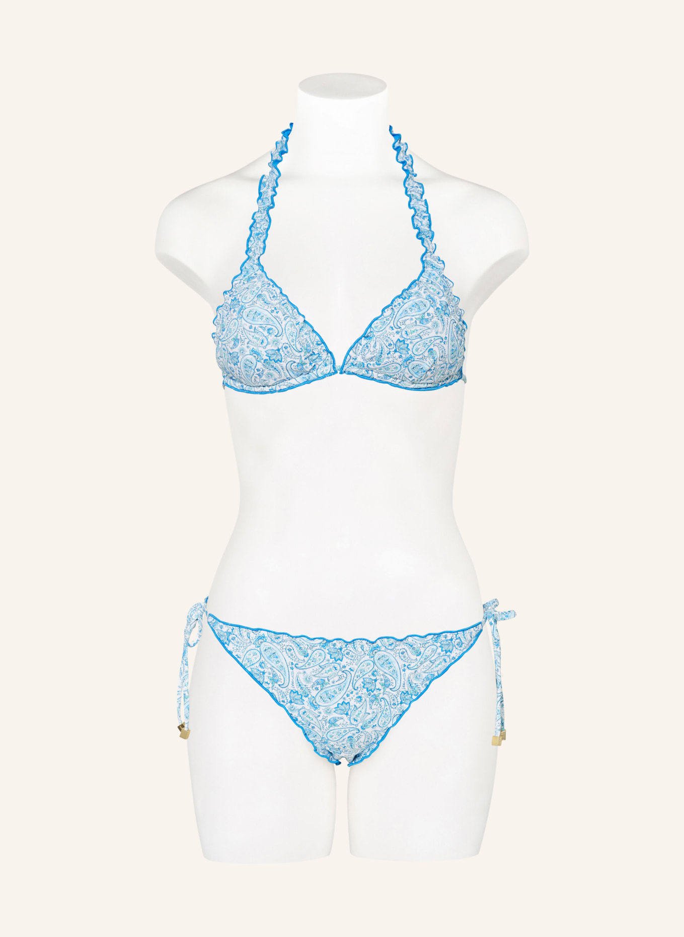 heidi klein Triangle bikini top CAMPS BAY BEACH reversible, Color: WHITE/ BLUE/ TURQUOISE (Image 2)