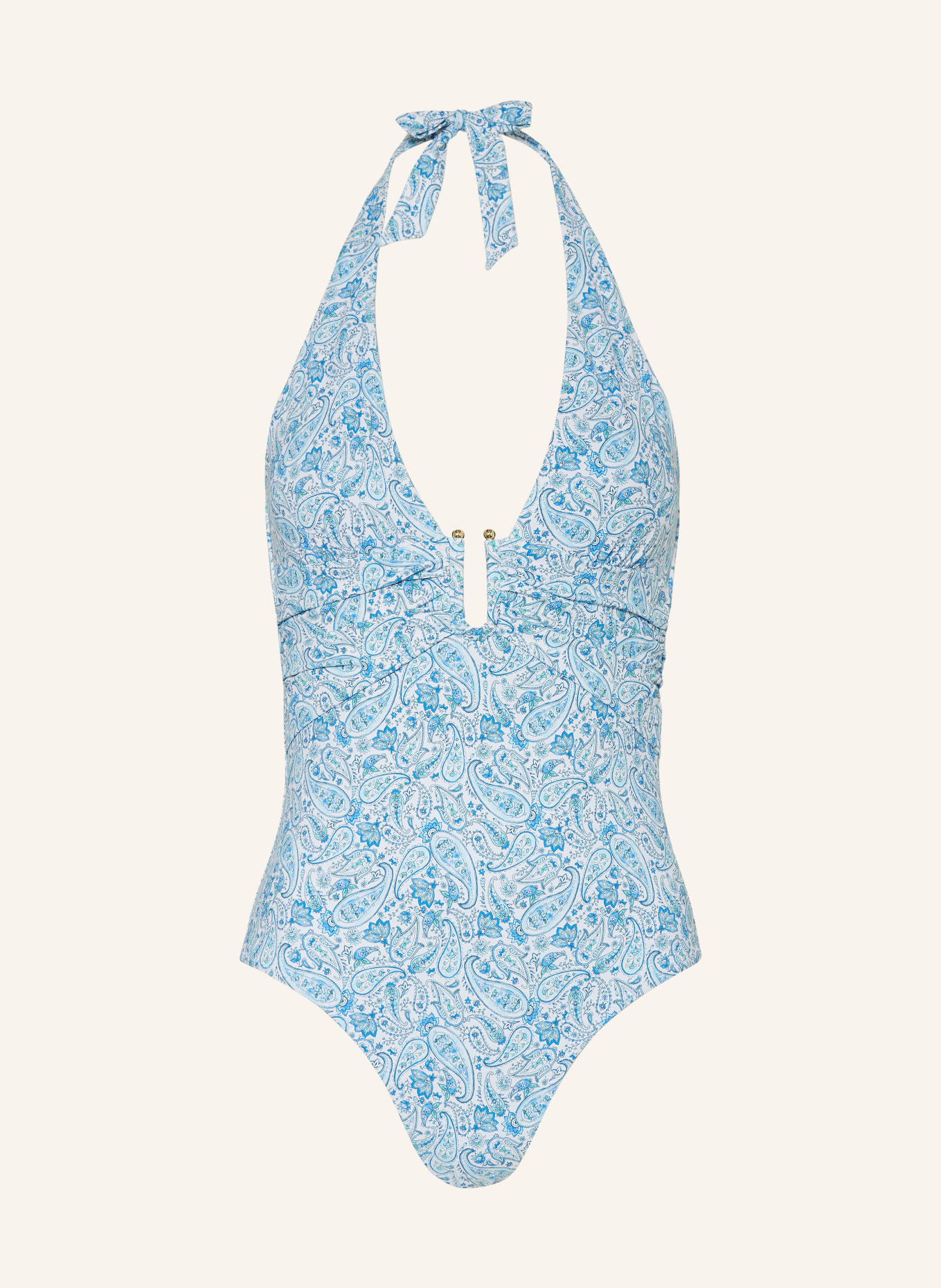 heidi klein Halter neck swimsuit CAMPS BAY BEACH, Color: WHITE/ BLUE/ TURQUOISE (Image 1)