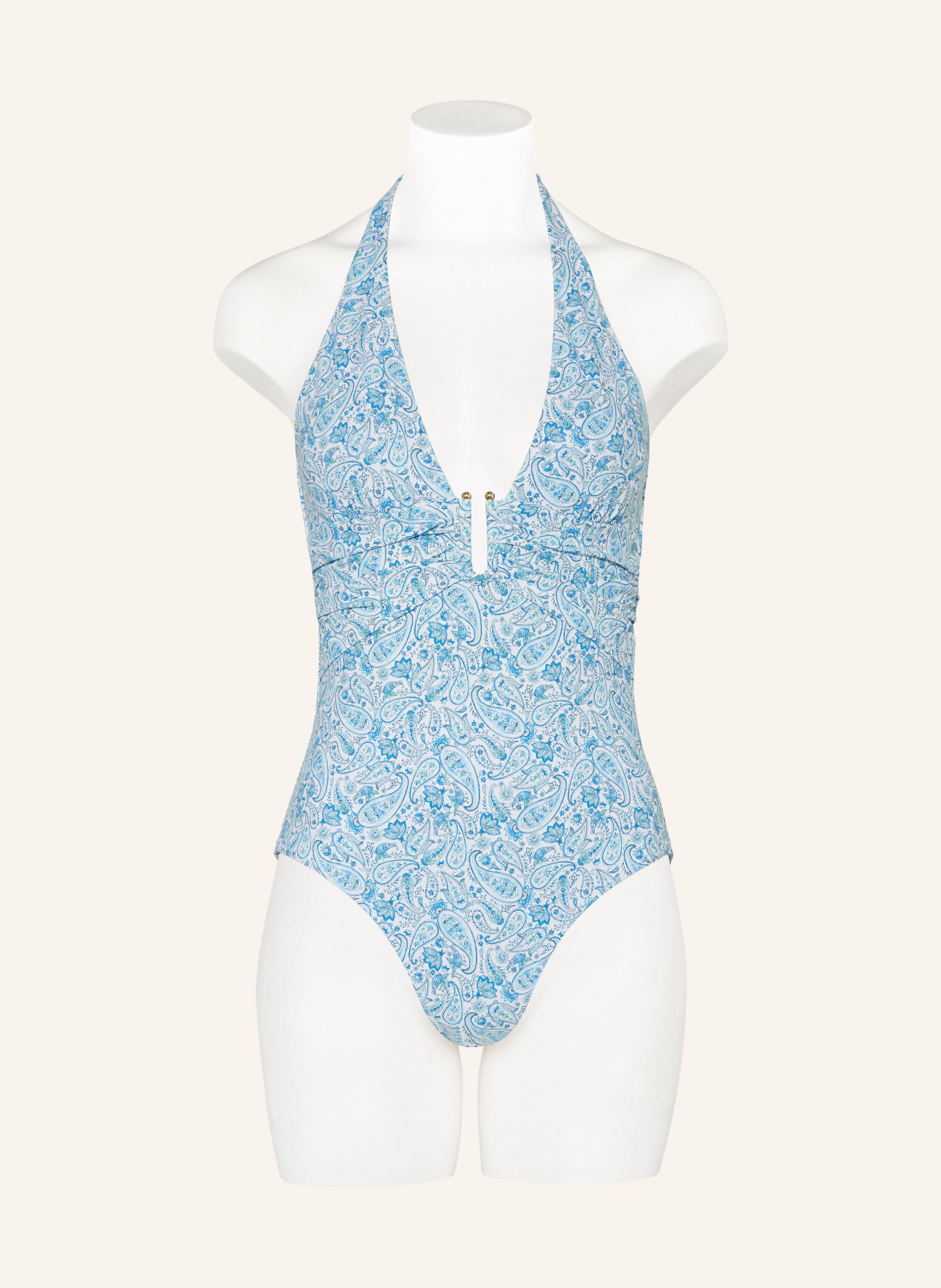 heidi klein Halter neck swimsuit CAMPS BAY BEACH, Color: WHITE/ BLUE/ TURQUOISE (Image 2)