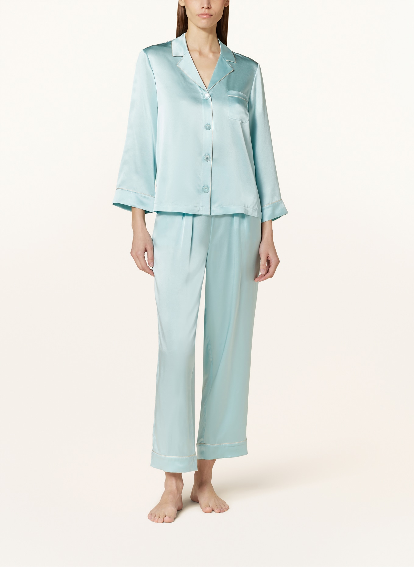 ERES Koszulka od piżamy CONVIVE z jedwabiu, Kolor: TURKUSOWY (Obrazek 2)