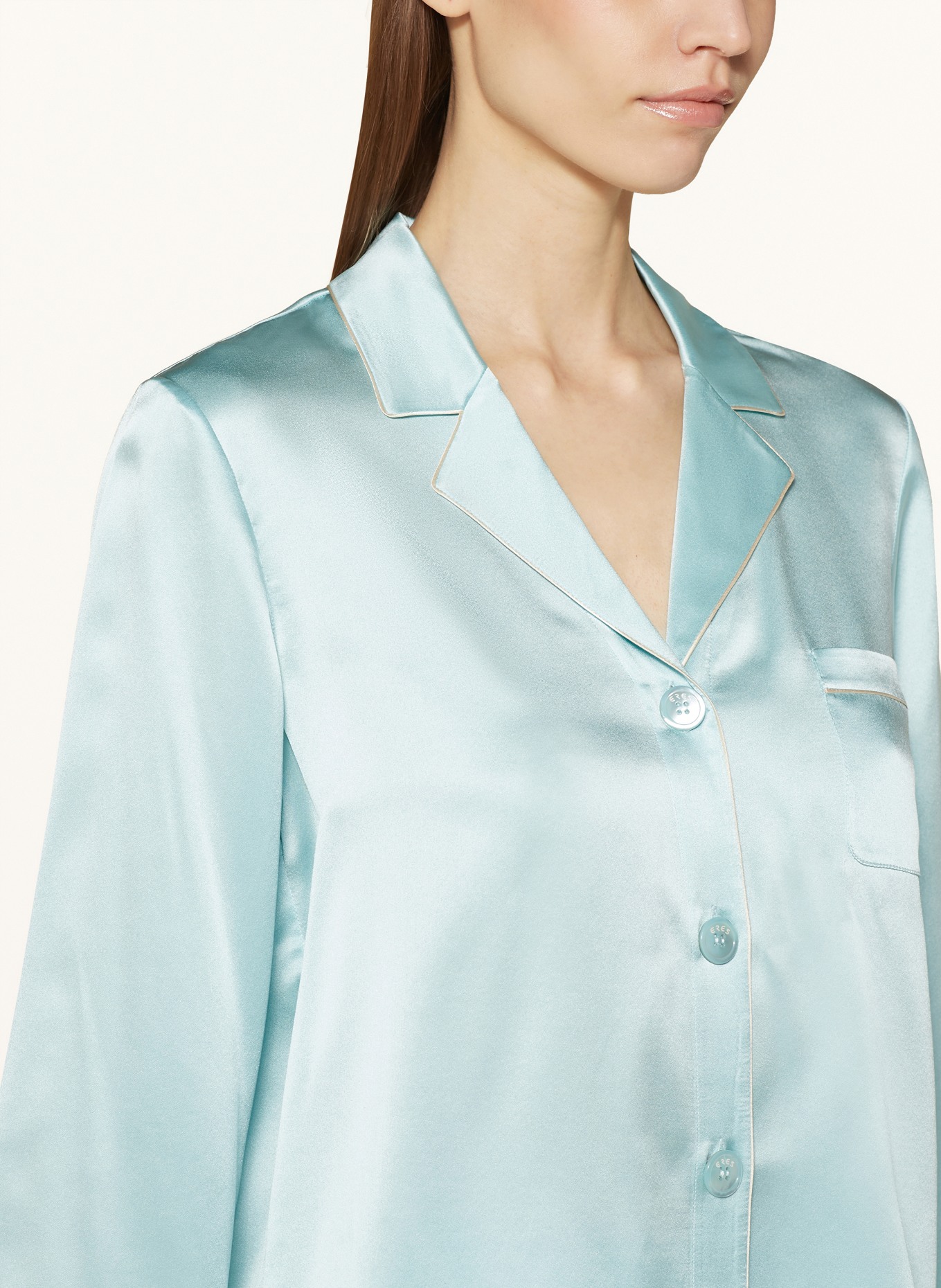 ERES Koszulka od piżamy CONVIVE z jedwabiu, Kolor: TURKUSOWY (Obrazek 4)