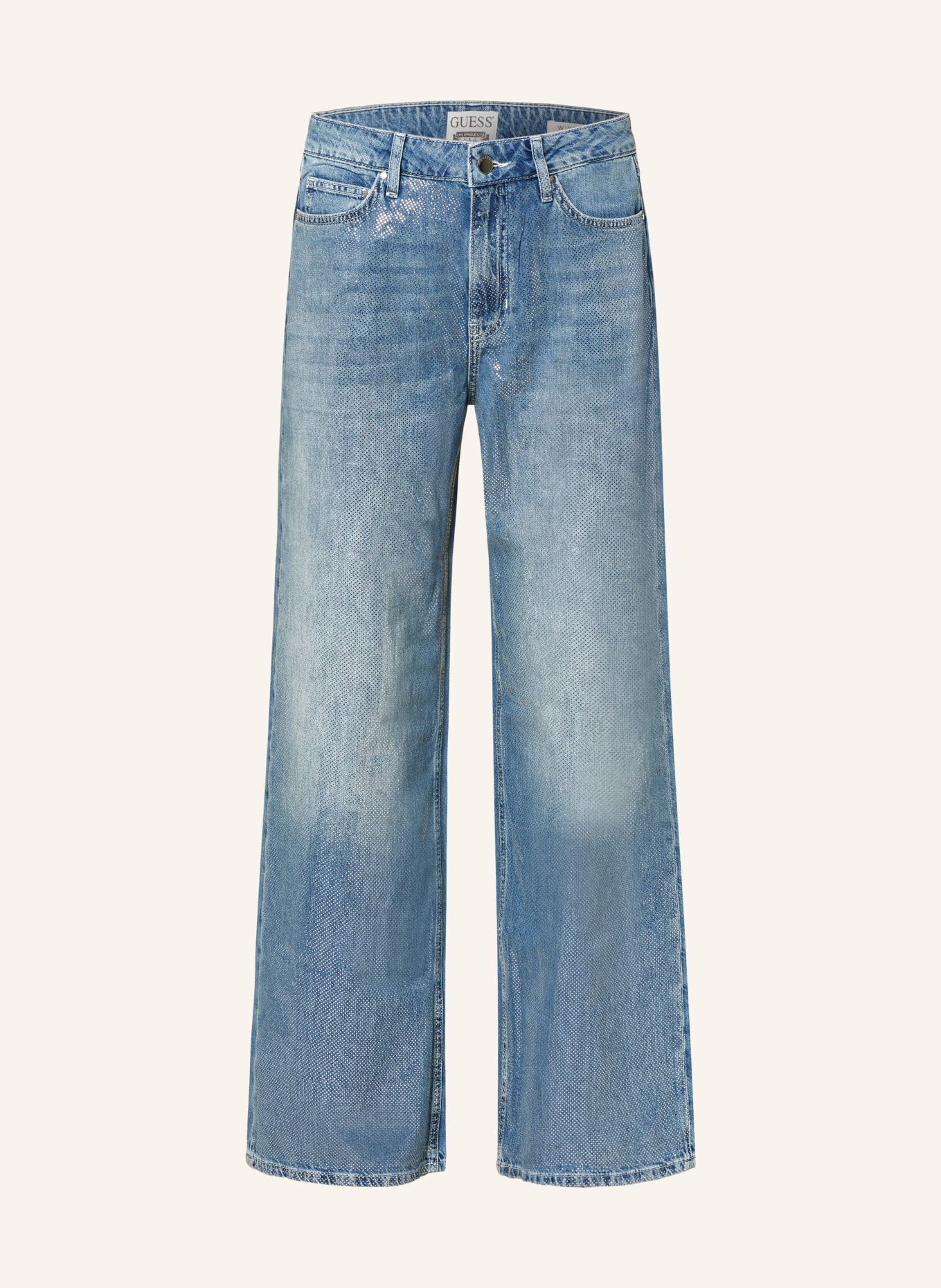 GUESS Straight Jeans BELLFLOWER mit Schmucksteinen, Farbe: RIC0 COCORICO (Bild 1)