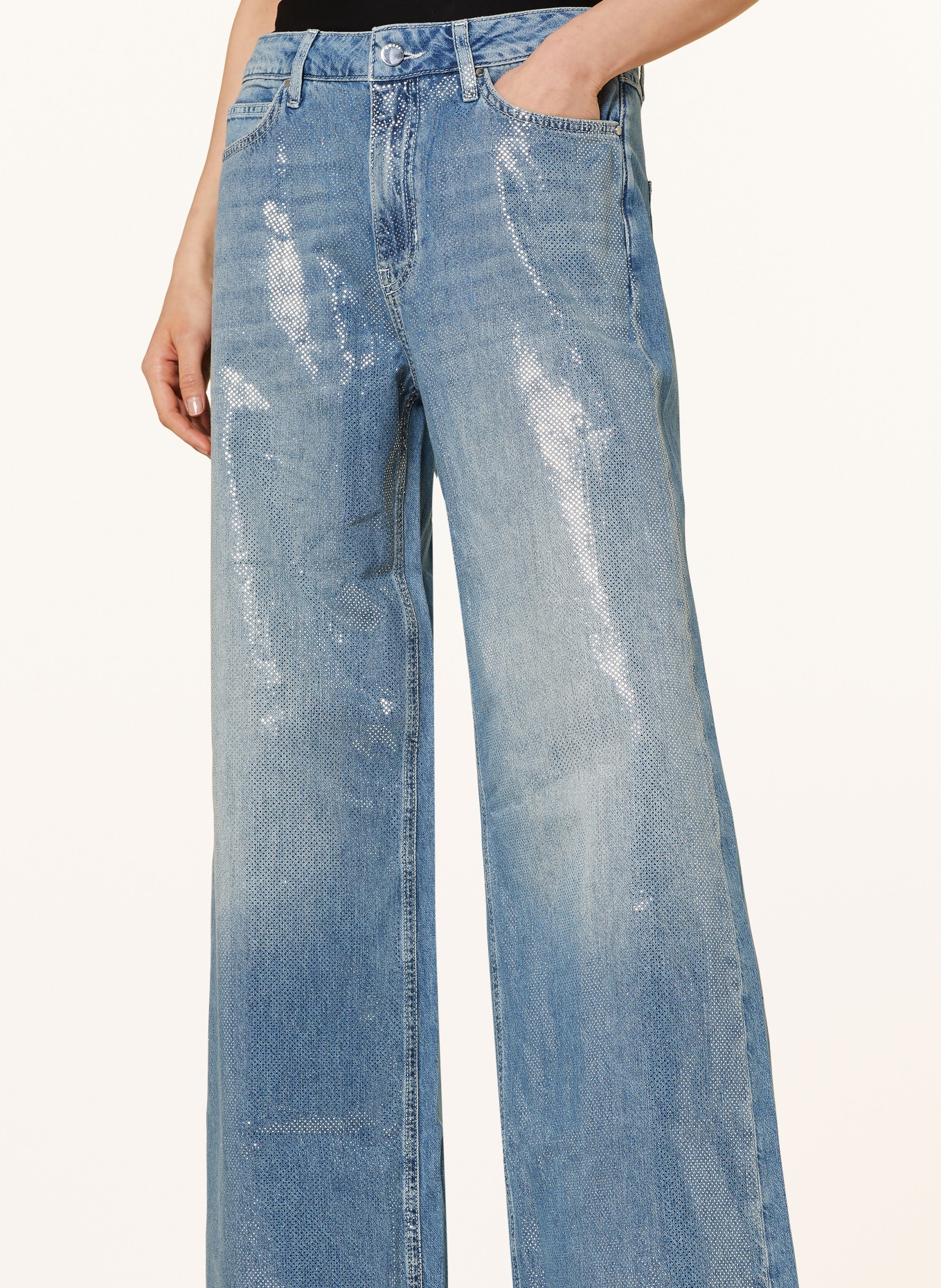 GUESS Straight Jeans BELLFLOWER mit Schmucksteinen, Farbe: RIC0 COCORICO (Bild 5)