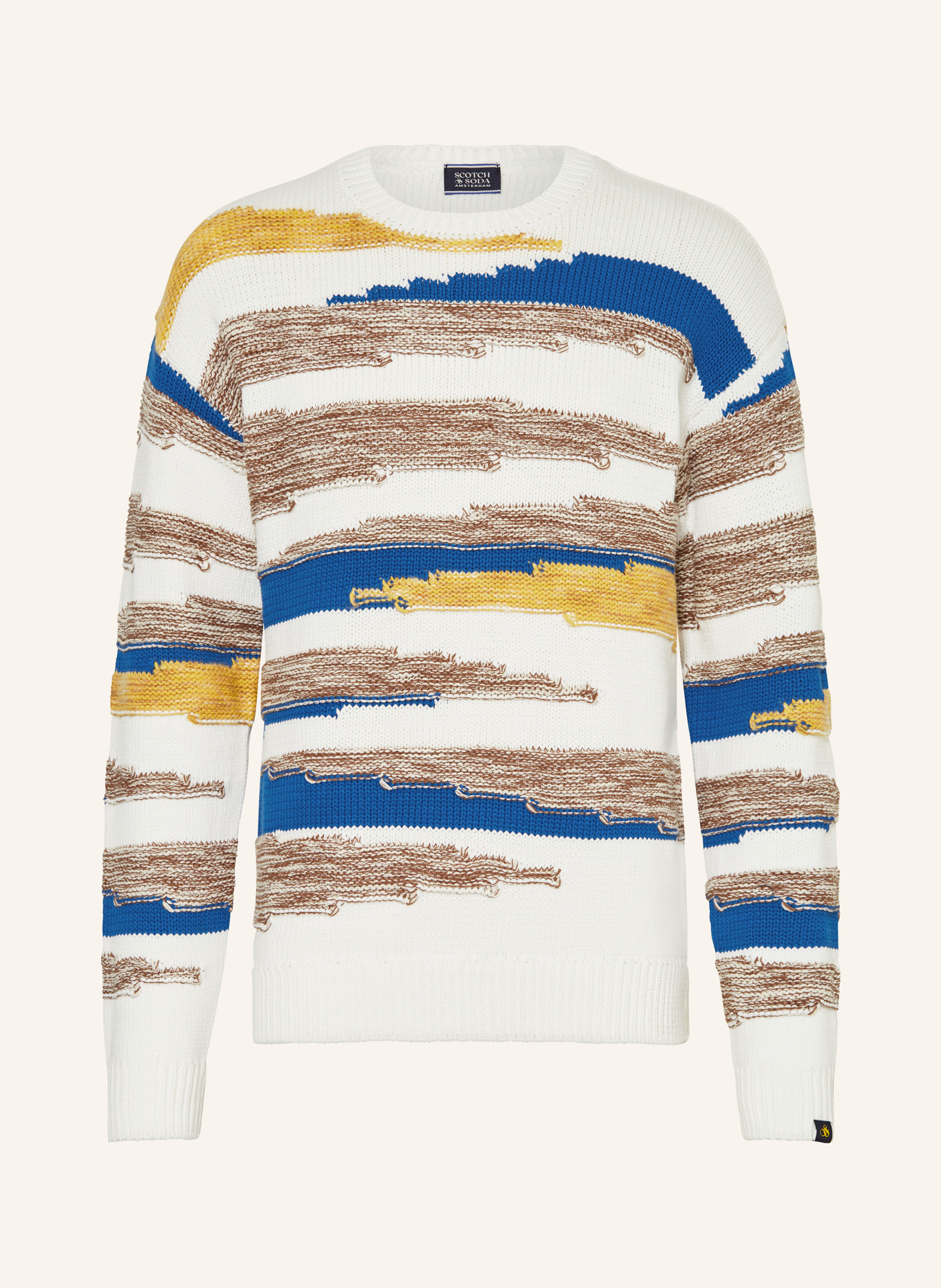 SCOTCH & SODA Knitted pullover, Color: WHITE/ BLUE/ YELLOW (Image 1)