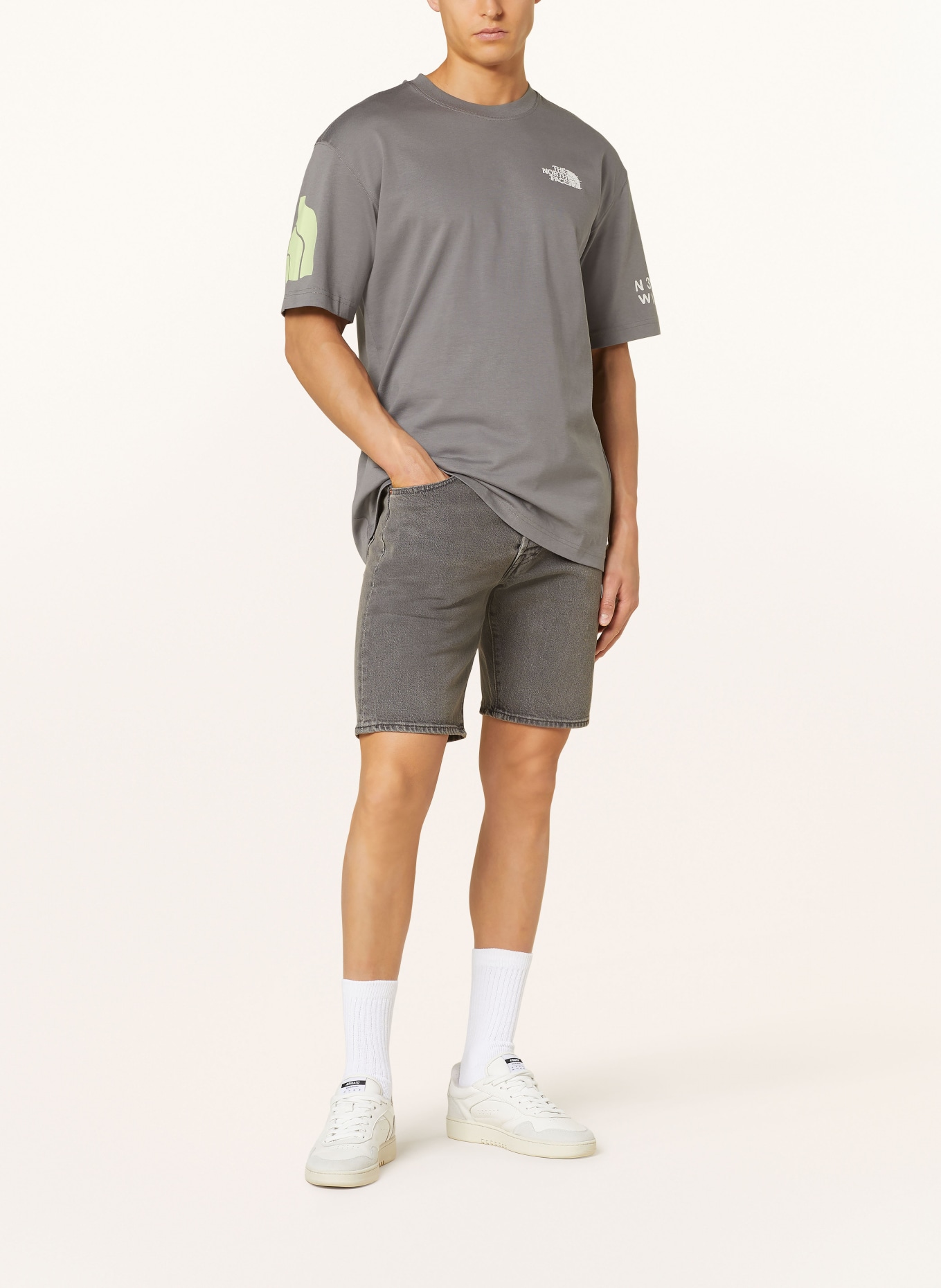 THE NORTH FACE T-shirt, Color: GRAY/ BLACK/ NEON GREEN (Image 2)