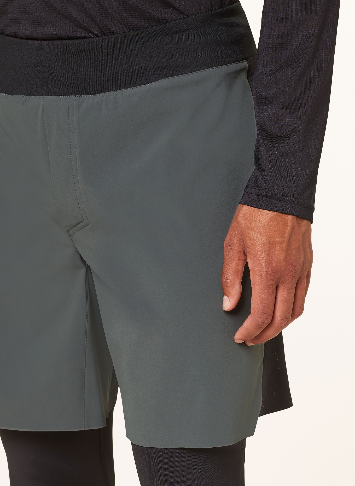 On 2-in-1 running shorts, Color: TEAL/ BLACK (Image 5)