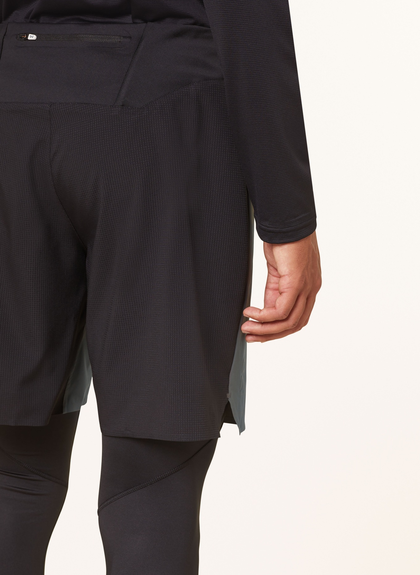 On 2-in-1 running shorts, Color: TEAL/ BLACK (Image 6)