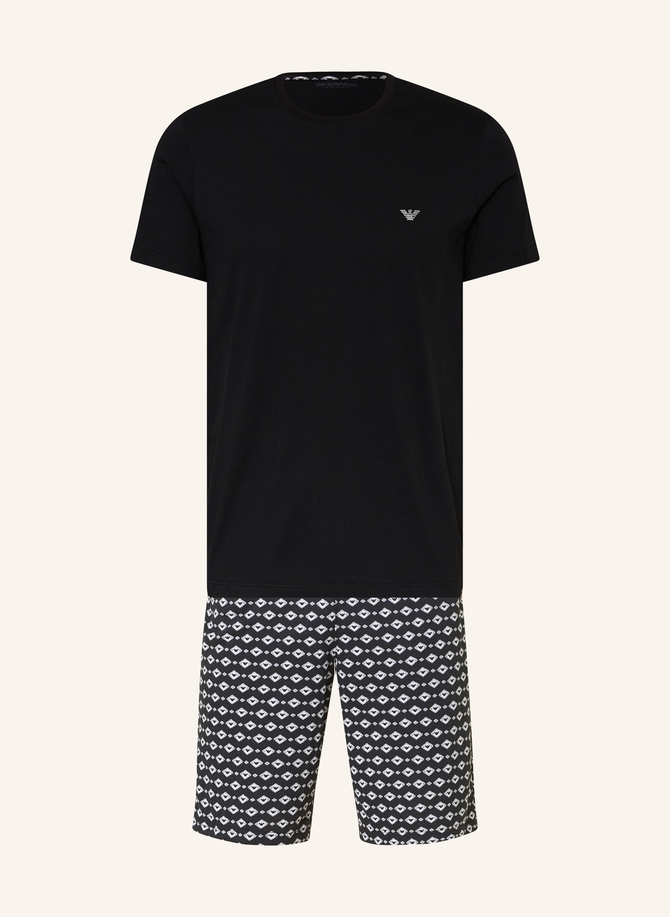 EMPORIO ARMANI Shorty pajamas, Color: BLACK/ GRAY/ WHITE (Image 1)