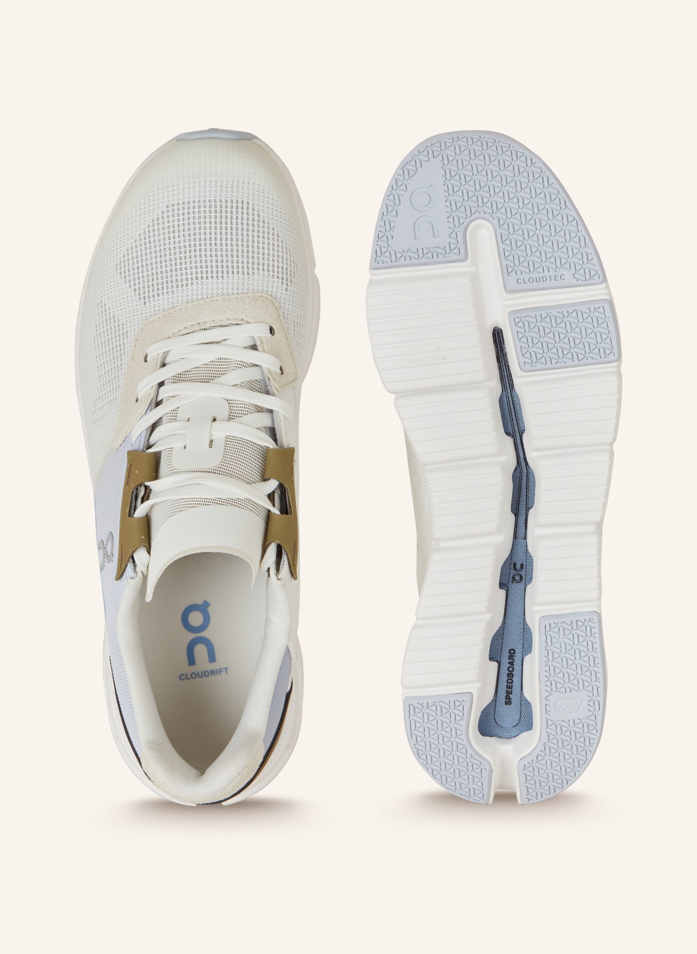 On Sneakers CLOUDRIFT, Color: WHITE/ KHAKI/ LIGHT BLUE (Image 5)