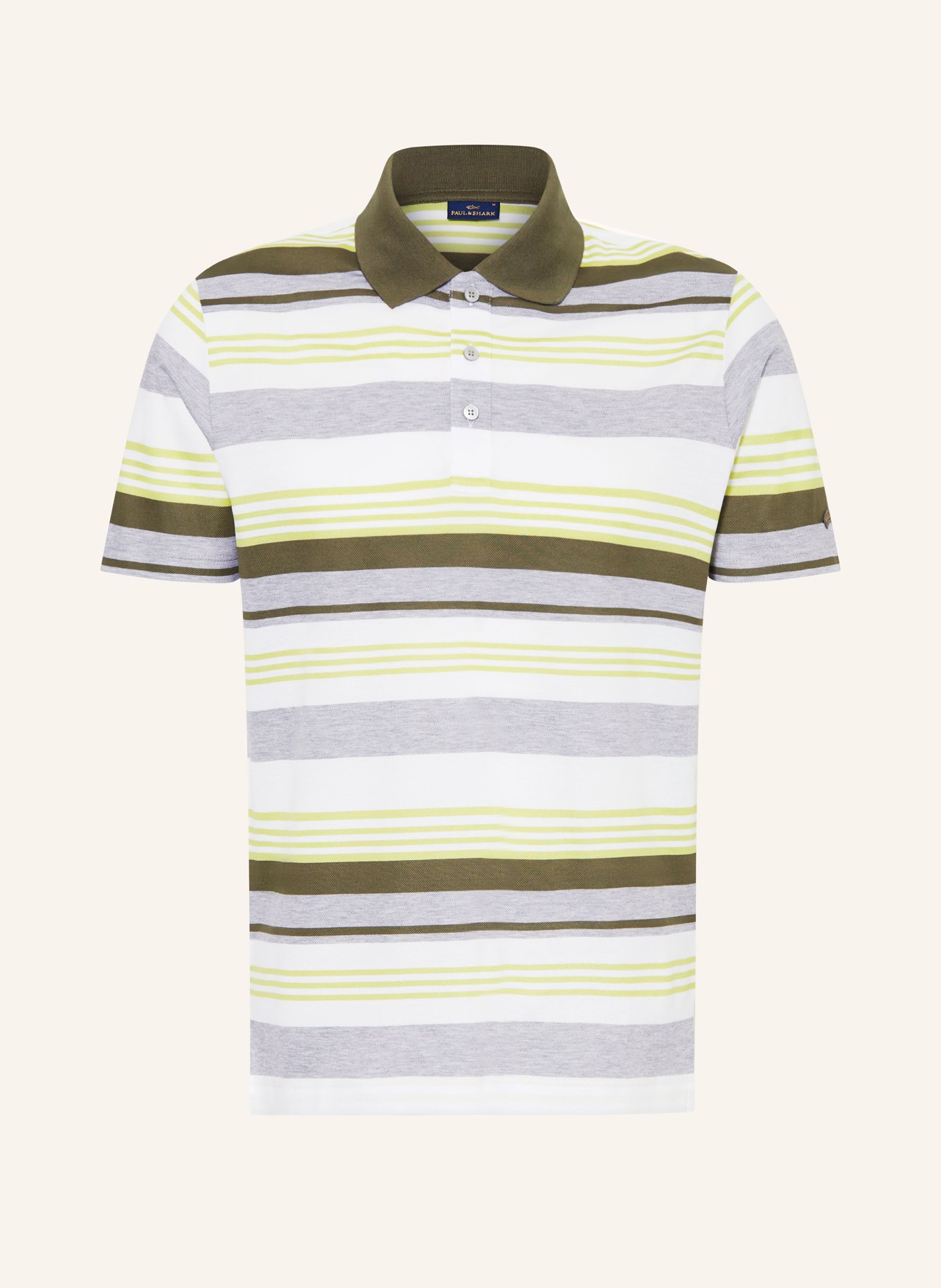 PAUL & SHARK Piqué-Poloshirt, Farbe: WEISS/ HELLGRÜN/ GRAU (Bild 1)