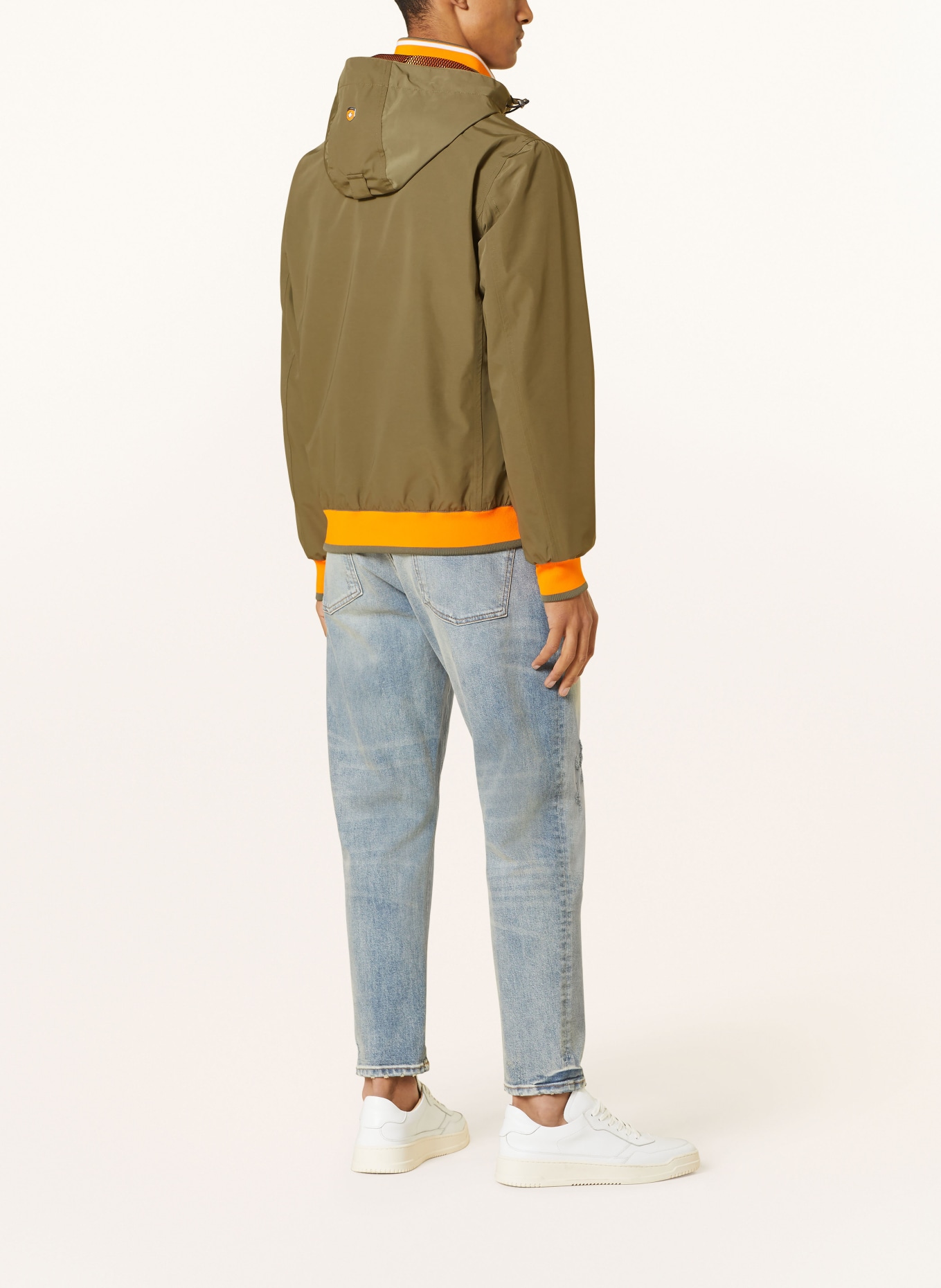 WELLENSTEYN Bomber jacket COLLEGE with detachable hood, Color: GREEN/ ORANGE (Image 3)