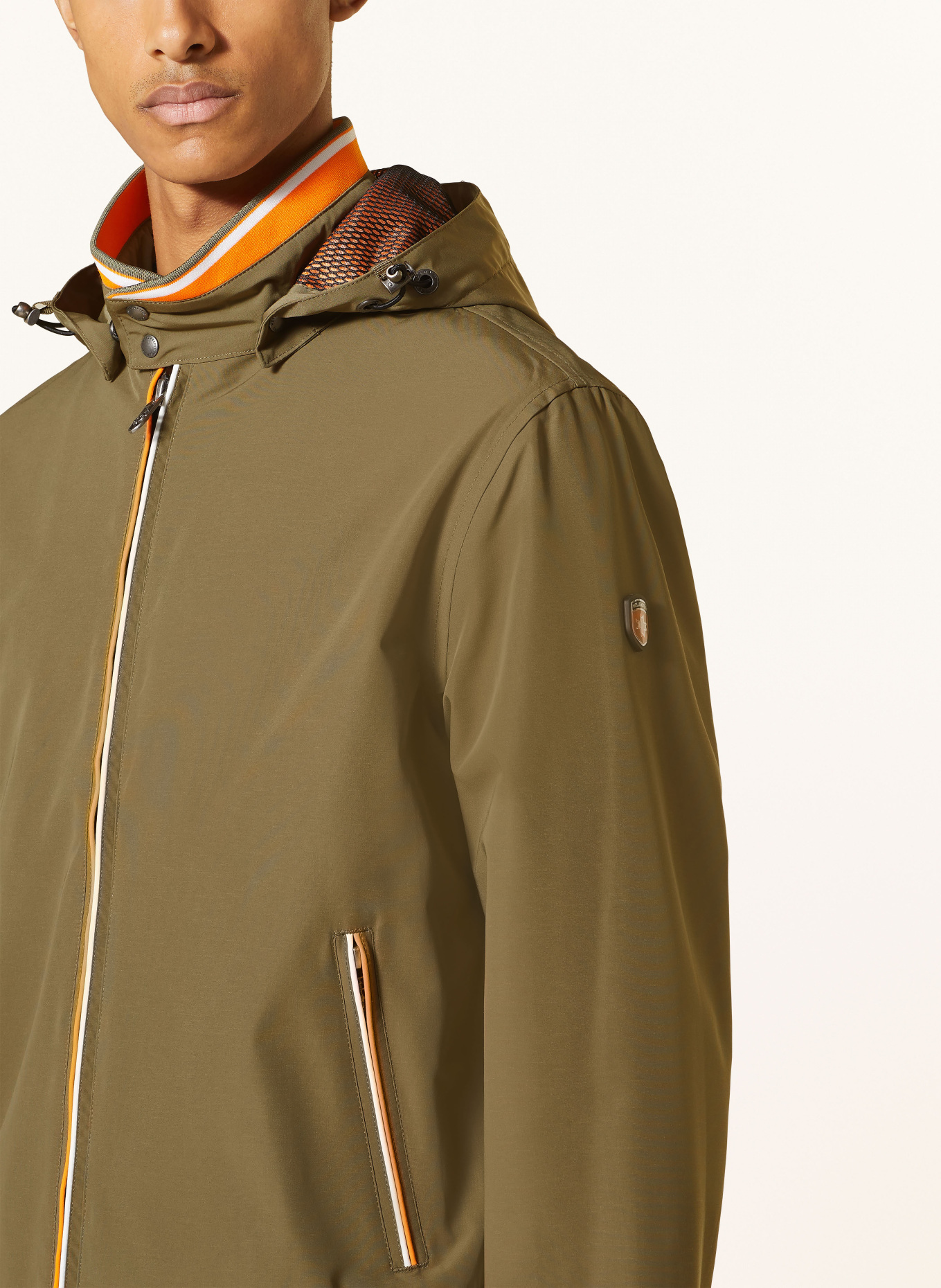 WELLENSTEYN Bomber jacket COLLEGE with detachable hood, Color: GREEN/ ORANGE (Image 5)