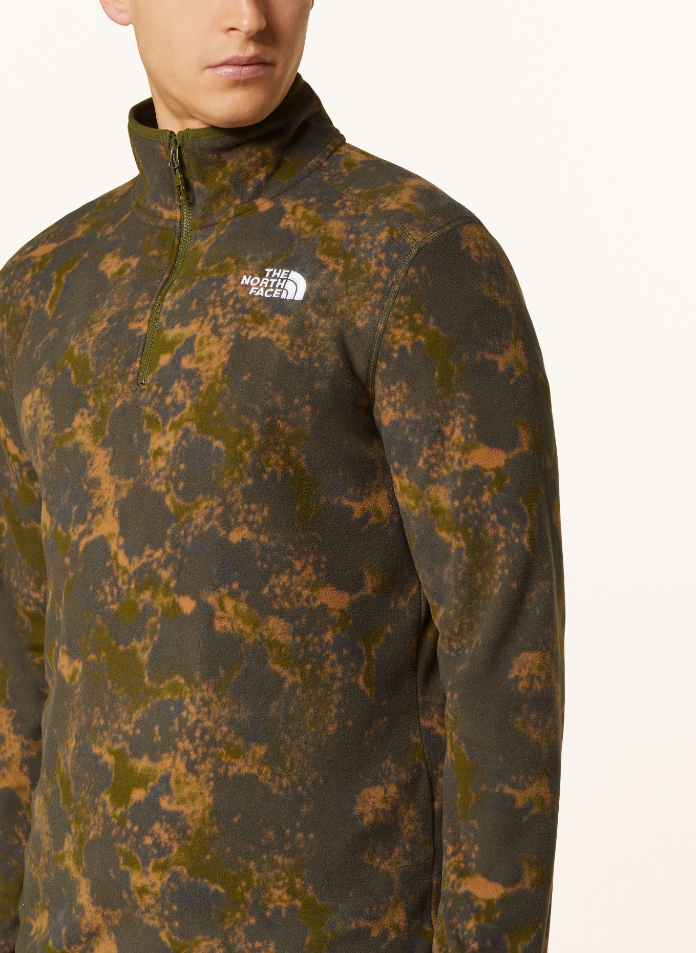 THE NORTH FACE Fleece half-zip sweater 100 GLACIER, Color: LIGHT GREEN/ BEIGE/ OLIVE (Image 4)