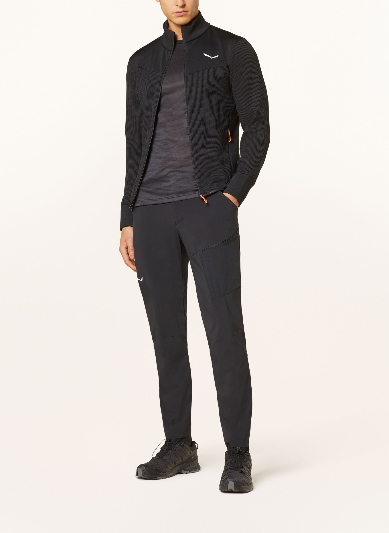 SALEWA Mid-layer jacket PUEZ WAFFLE HYBRID POLARLITE, Color: BLACK (Image 2)