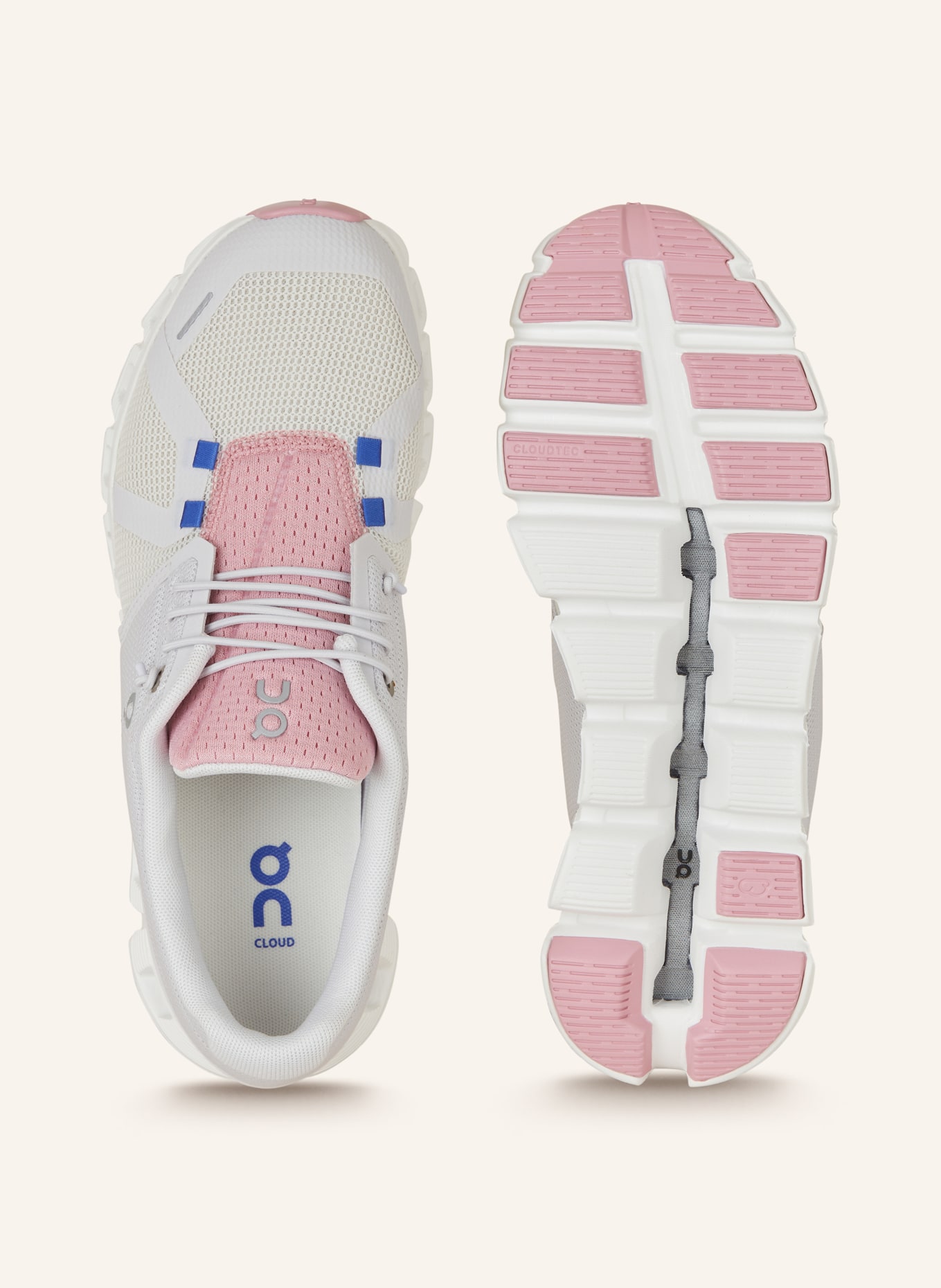 On Sneakers CLOUD 5 PUSH, Color: LIGHT GRAY/ PINK (Image 5)