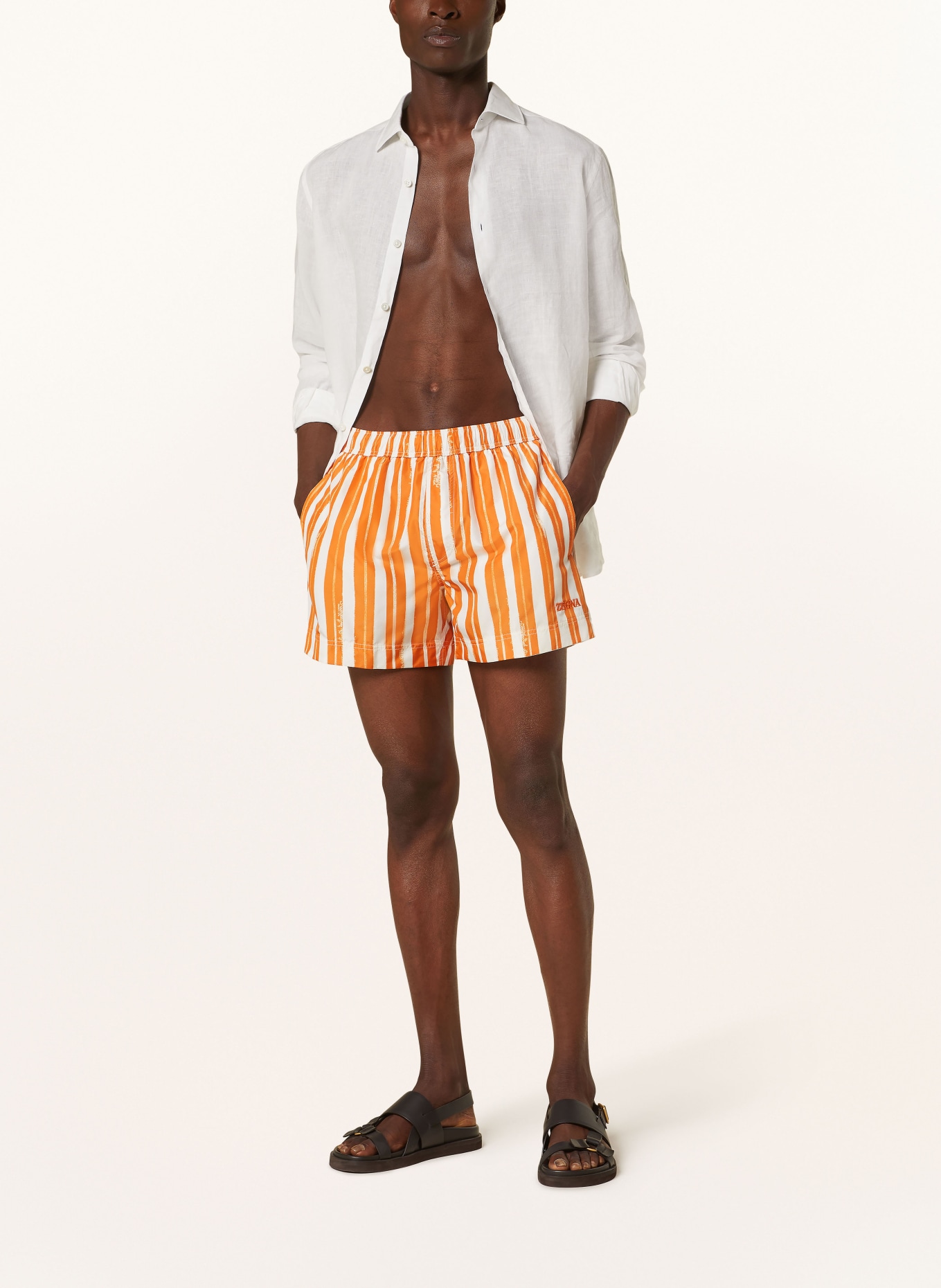 ZEGNA Swim shorts RIGHE DEGRADEE, Color: ORANGE/ WHITE (Image 2)