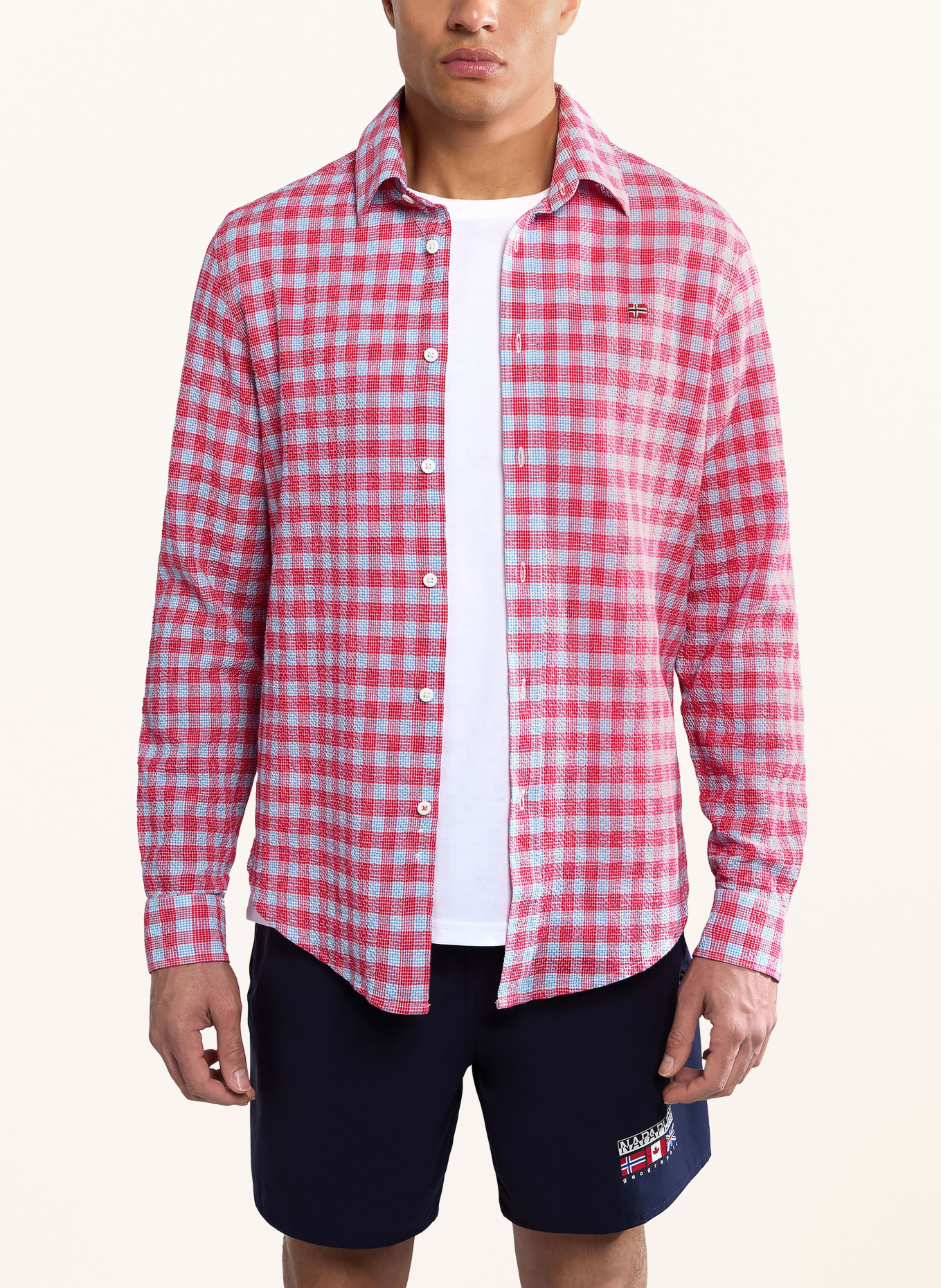 NAPAPIJRI Shirt TULITA comfort fit, Color: RED/ LIGHT BLUE (Image 2)
