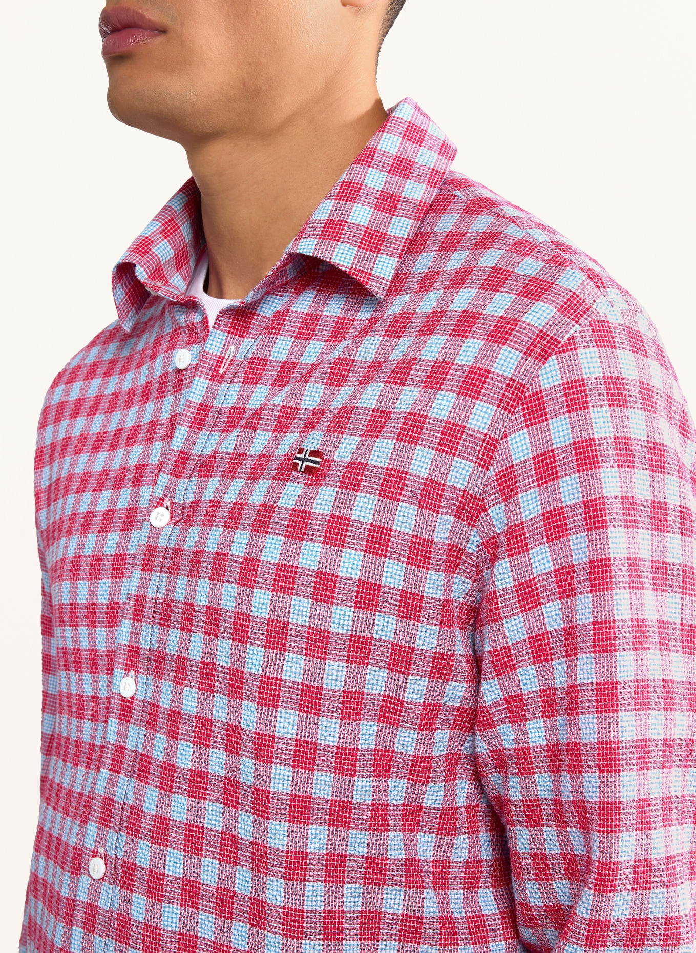 NAPAPIJRI Shirt TULITA comfort fit, Color: RED/ LIGHT BLUE (Image 4)